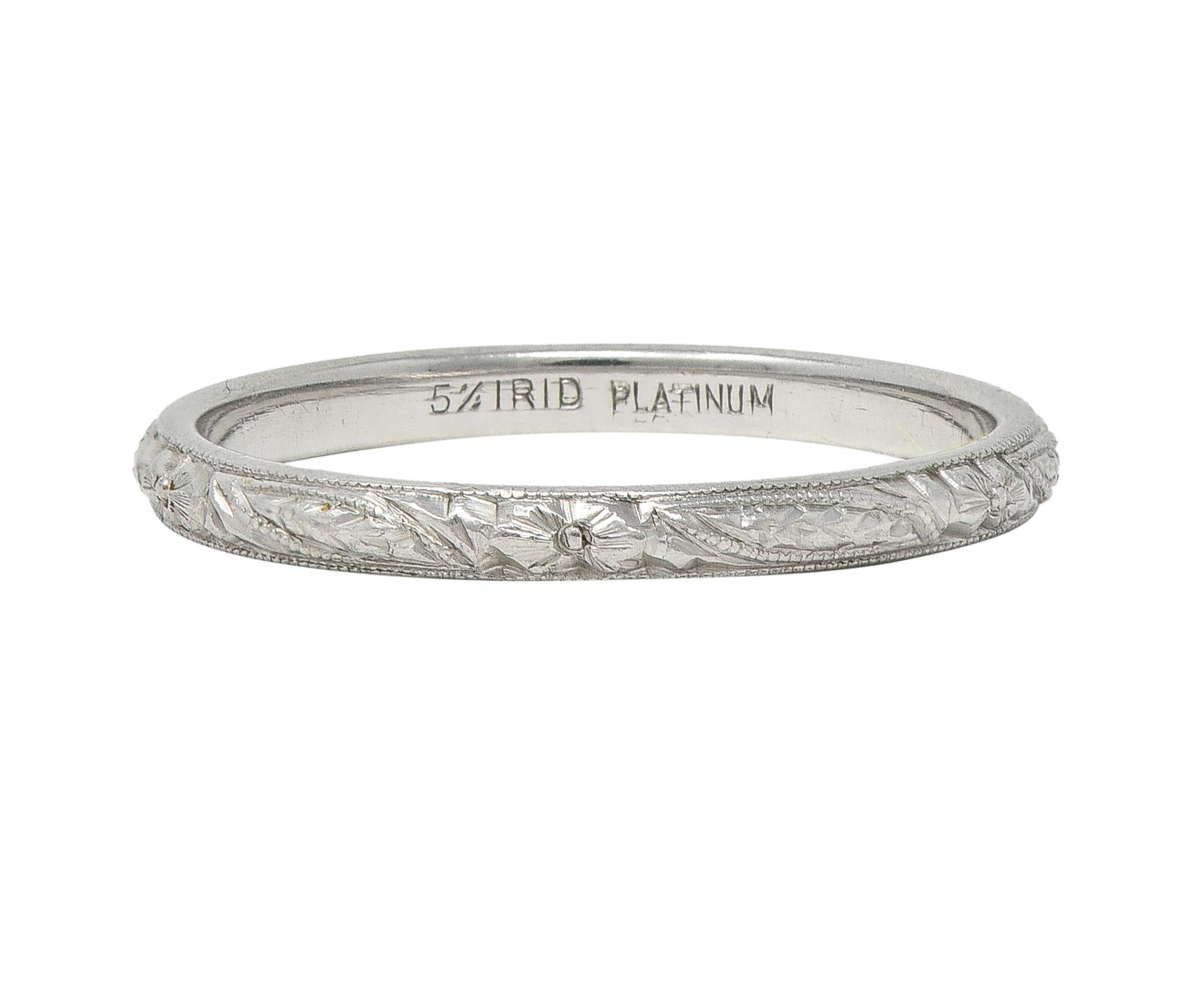 Art Deco Platinum Orange Blossom Vintage Stacking Wedding Band Ring