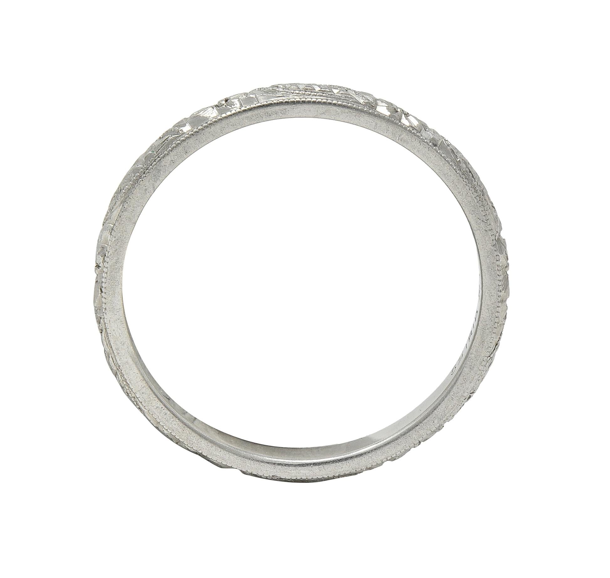 Art Deco Platinum Orange Blossom Vintage Stacking Wedding Band Ring