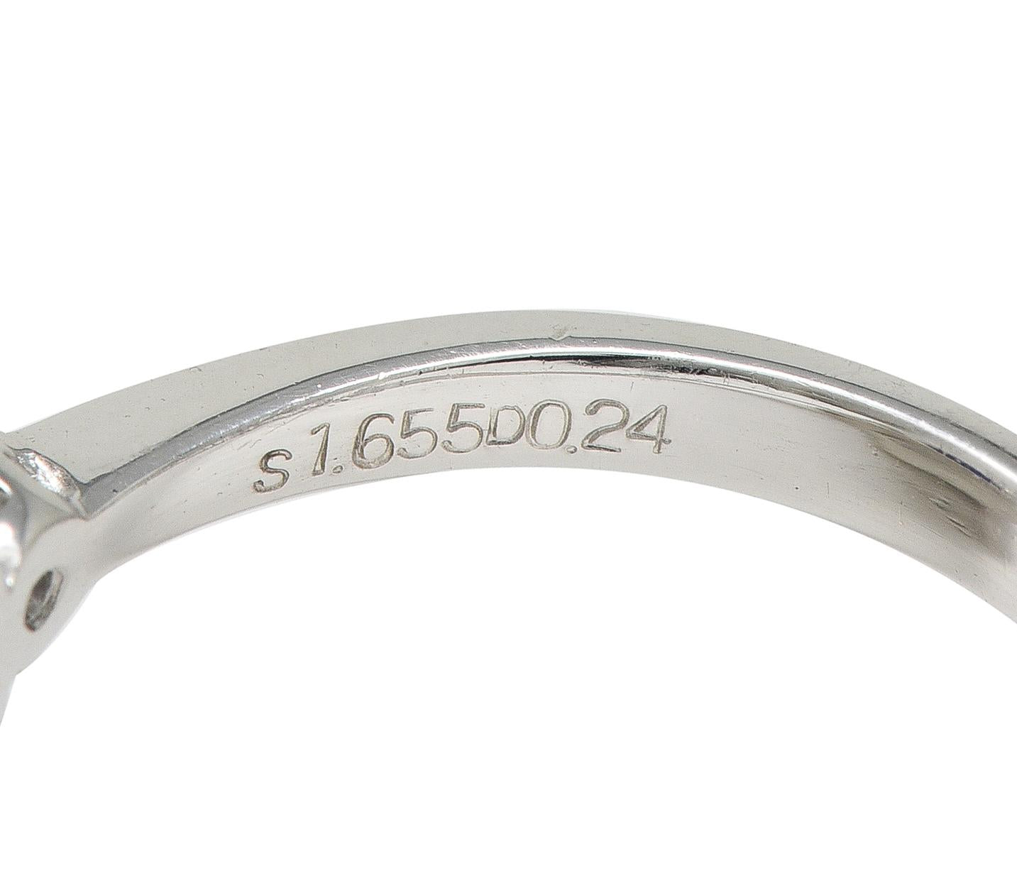 Contemporary 1.89 CTW Sapphire Diamond Platinum Three Stone Ring