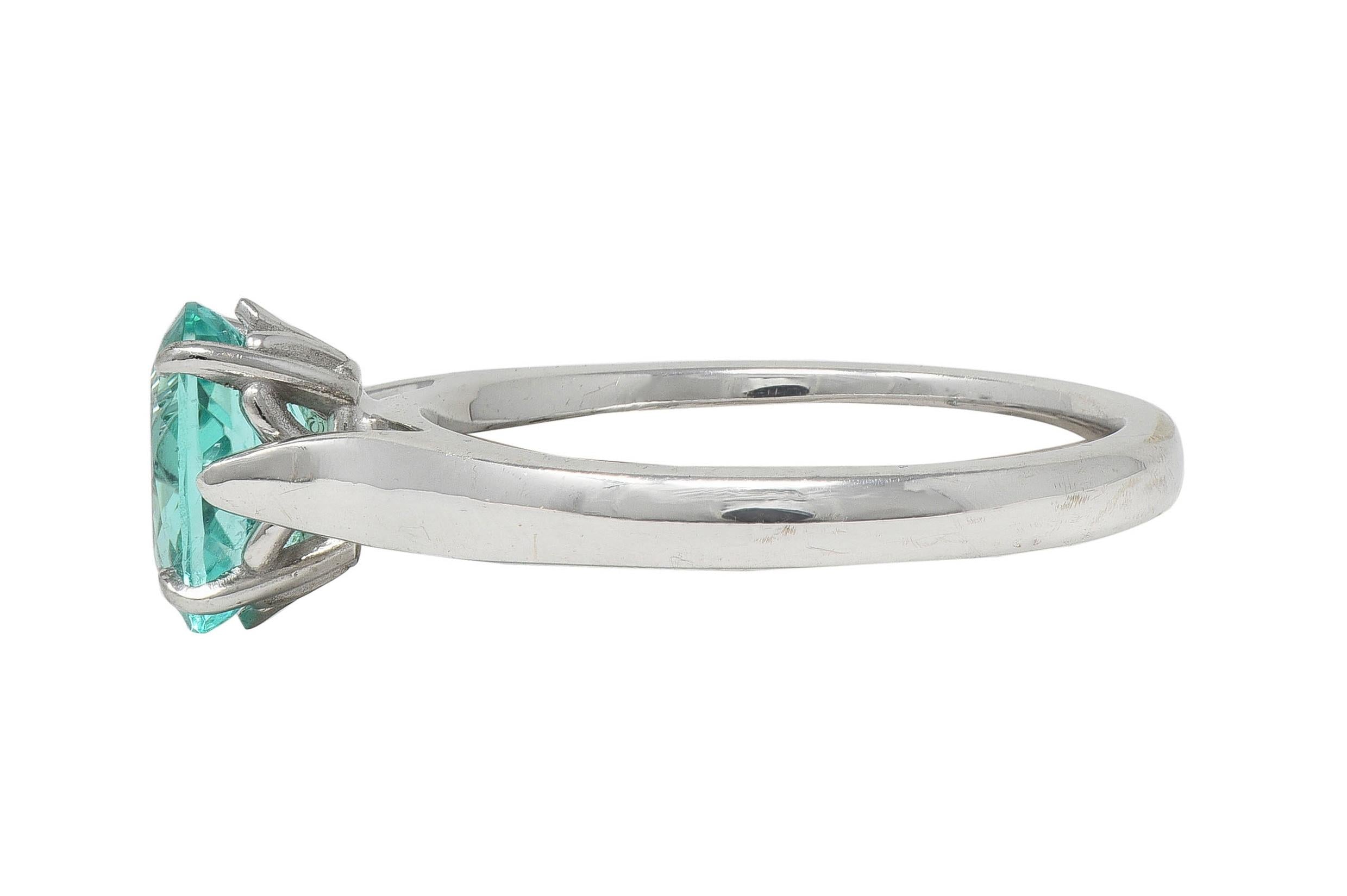 Paraiba Tourmaline 18 Karat White Gold Solitaire Gemstone Ring GIA