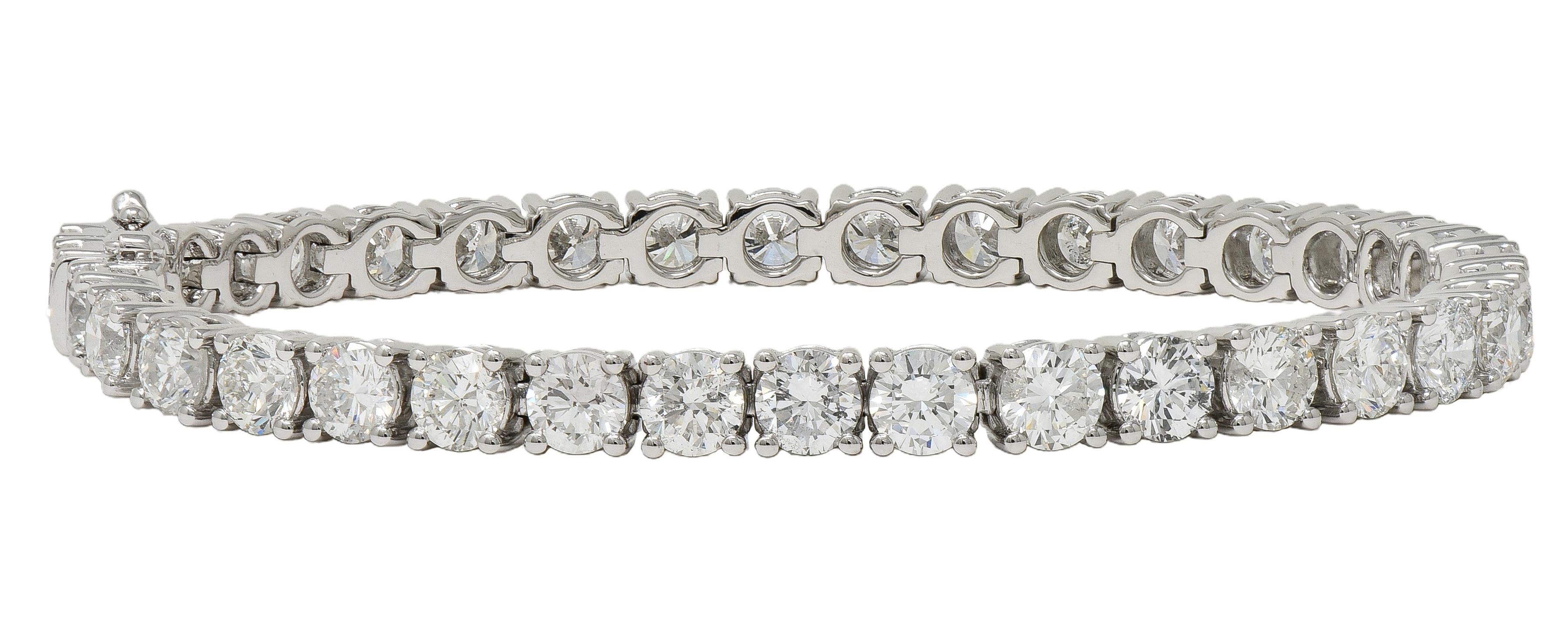 Contemporary 12.37 CTW Round Brilliant Diamond Platinum Tennis Line Bracelet