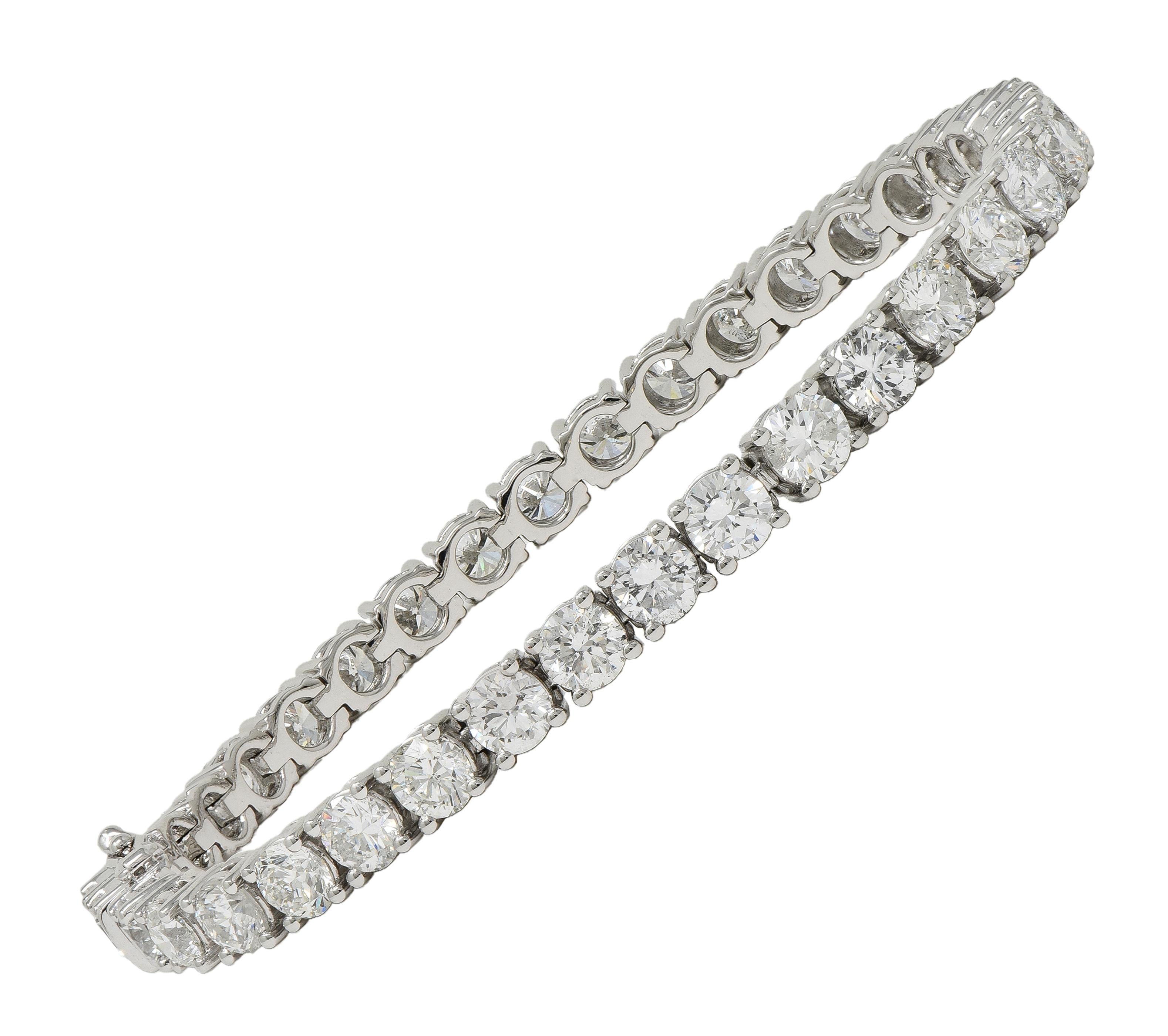 Contemporary 12.37 CTW Round Brilliant Diamond Platinum Tennis Line Bracelet