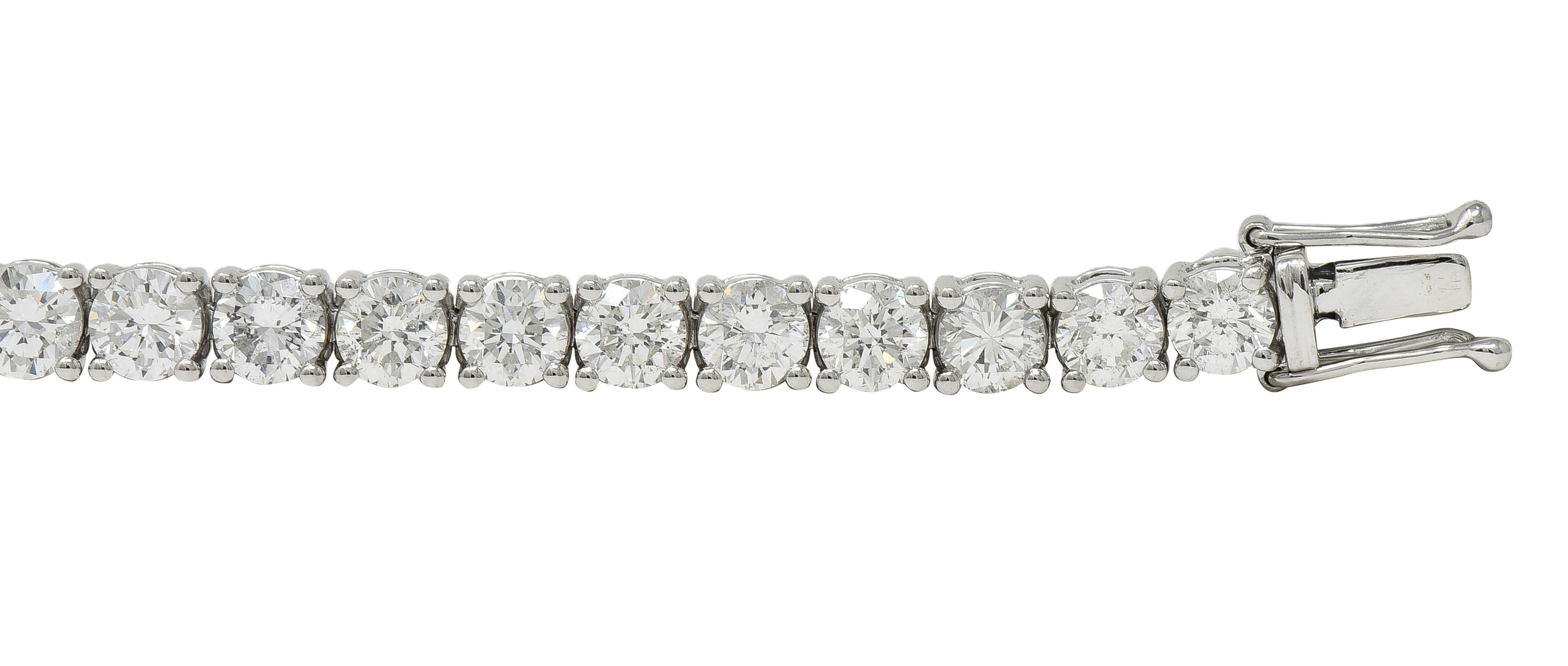 Contemporary 12.37 CTW Round Brilliant Diamond Platinum Tennis Line Bracelet