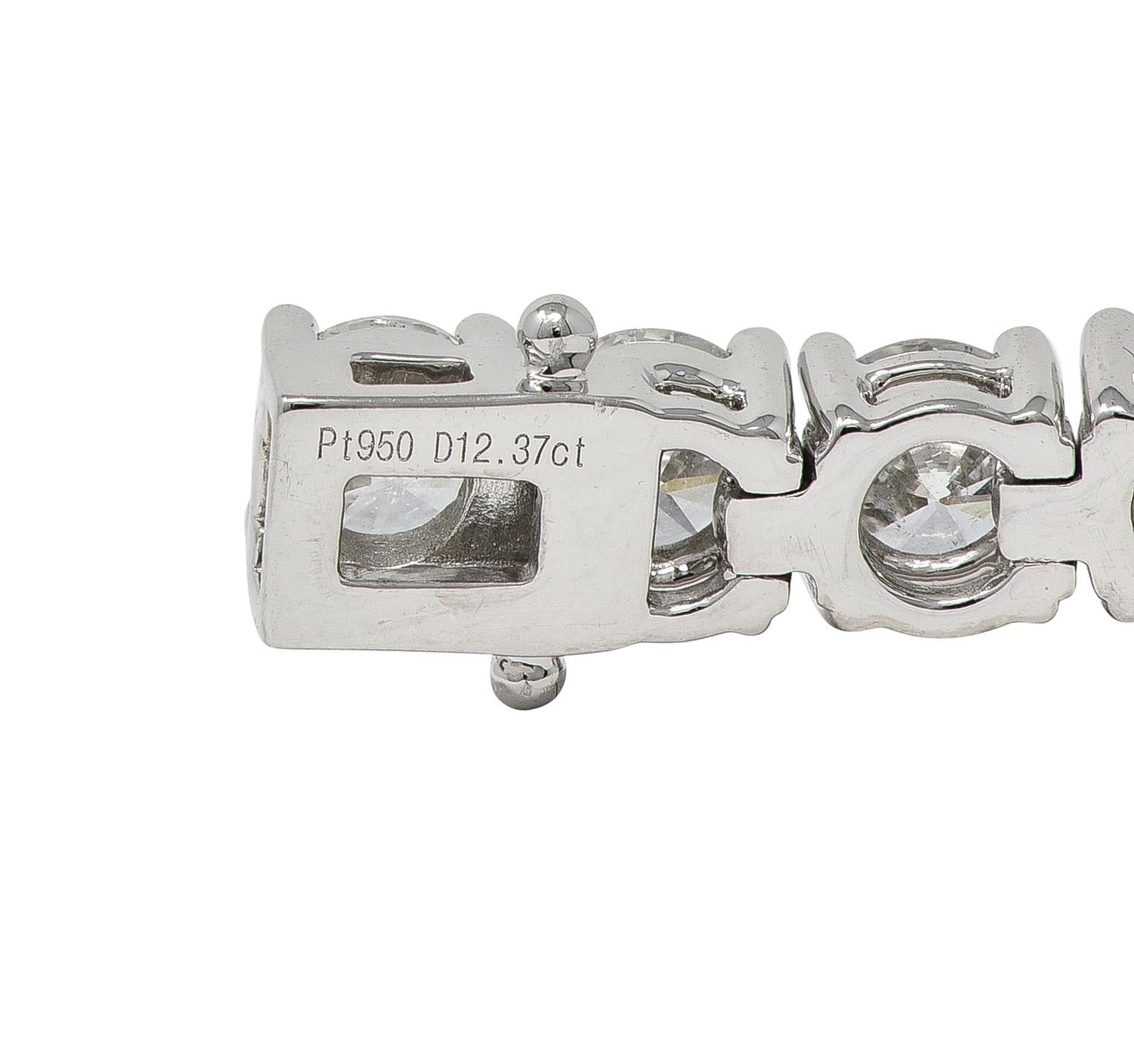 Contemporary 12.37 CTW Round Brilliant Diamond Platinum Tennis Line Bracelet