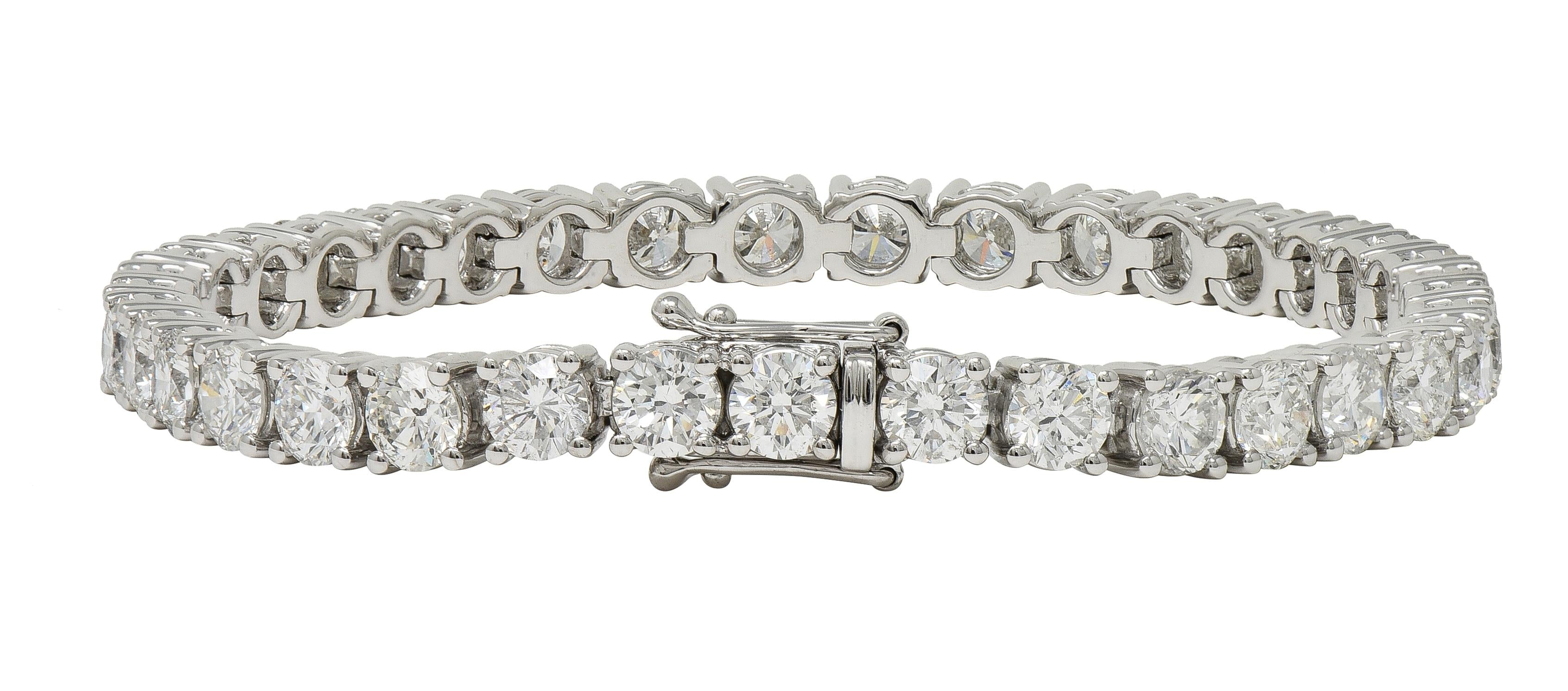 Contemporary 12.37 CTW Round Brilliant Diamond Platinum Tennis Line Bracelet