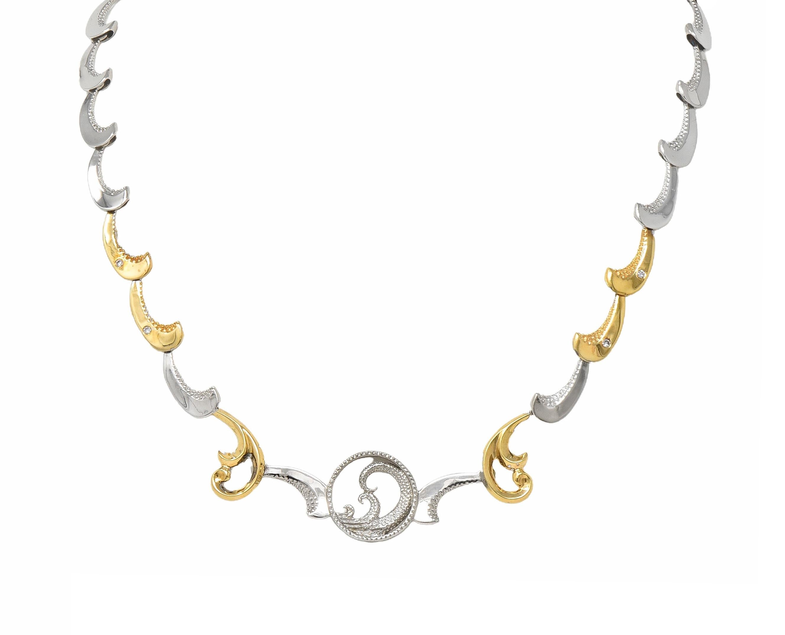 Erte 1980's Diamond Onyx 14 Karat Yellow Gold Silver Aphrodite Brooch Necklace