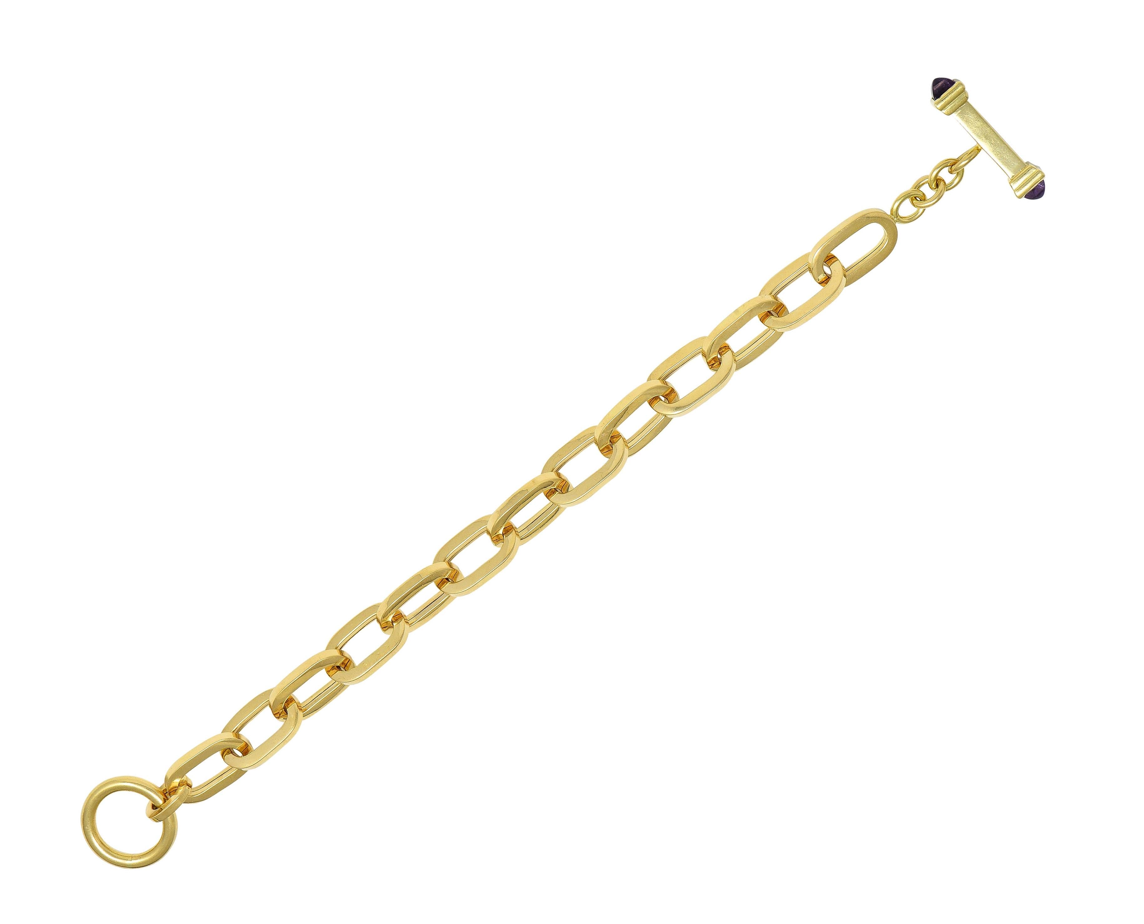 OTC 1990's Amethyst 18 Karat Yellow Gold Vintage Cable Link Chain