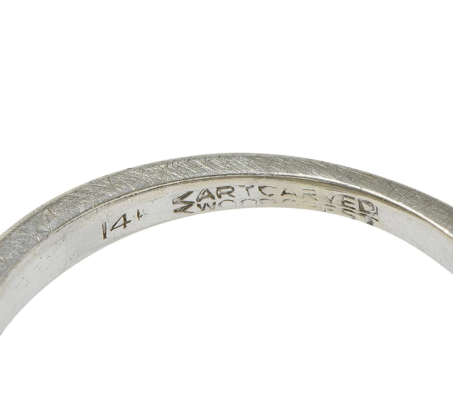 Mid-Century 1.00 CTW Diamond 14K Gold Vintage Two-Row Fishtail Wedding Band Ring
