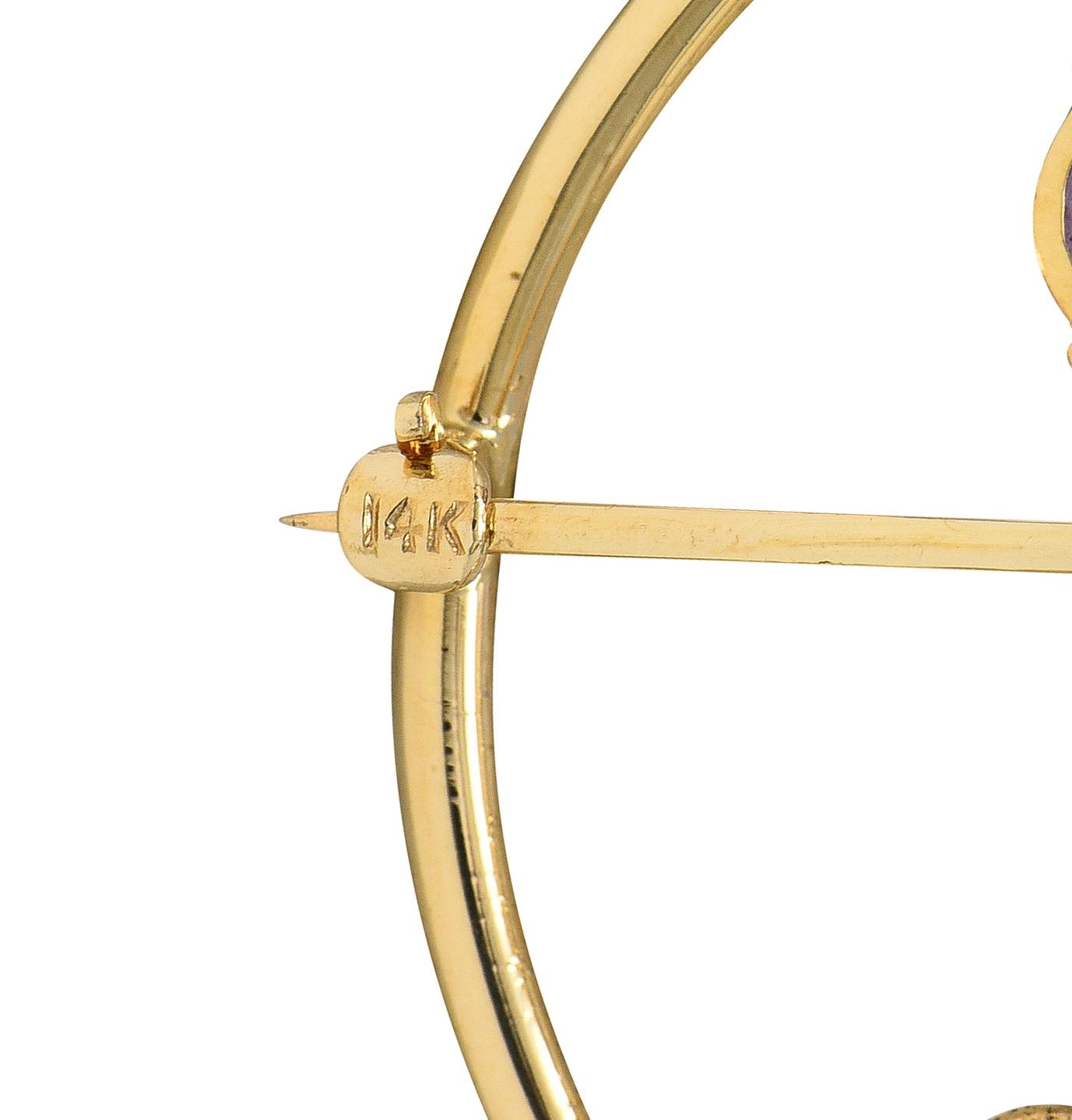 Tiffany & Co. Mid-Century 14 Karat Yellow Gold Vintage Flower Circle Brooch