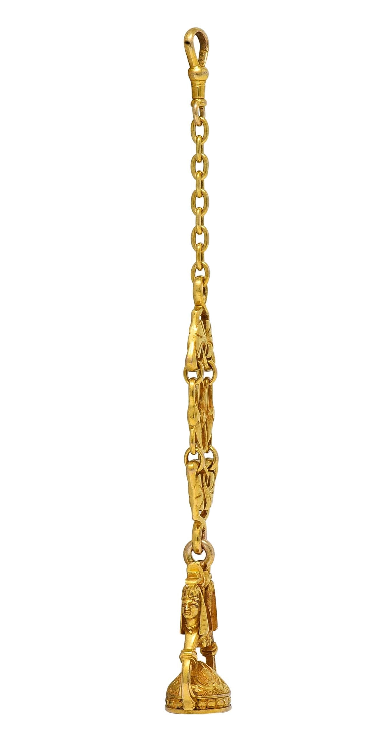 Carter Gough & Co. Egyptian Revival Art Nouveau 14K Gold Antique Fob Pendant