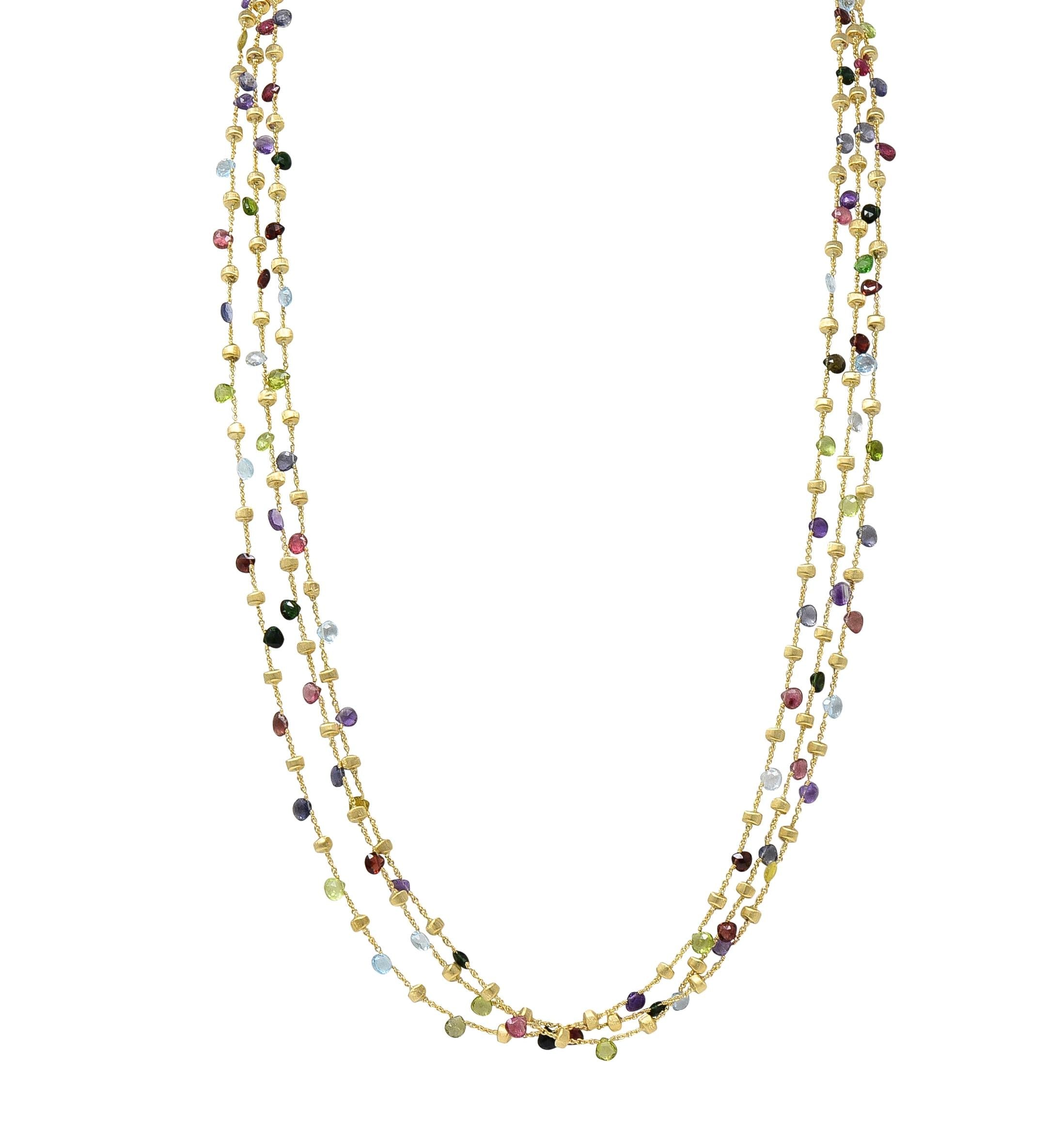 Marco Bicego Contemporary Multi-Gem 18K Gold Paradise Multi-Strand Necklace