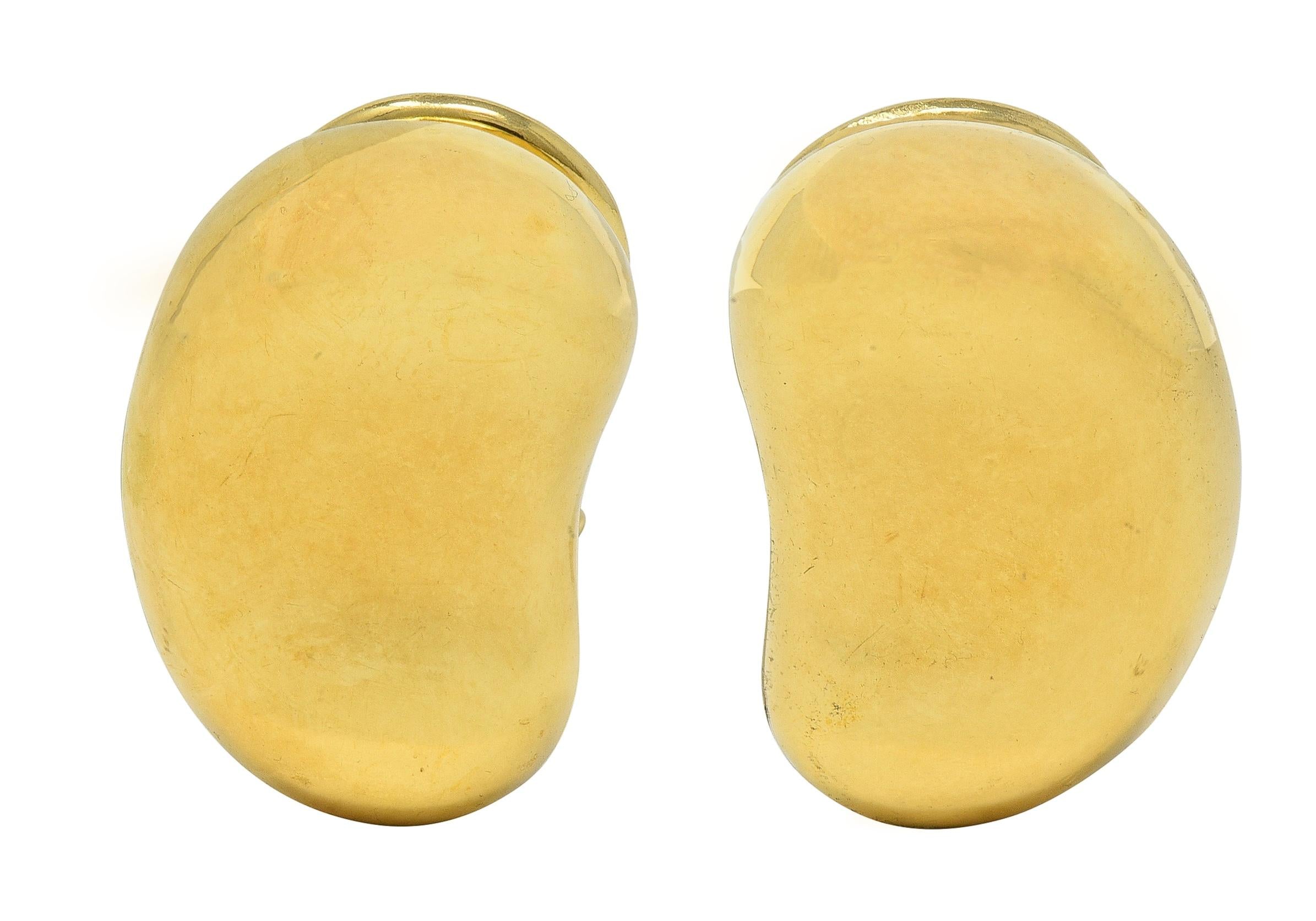 Elsa Peretti Tiffany & Co. 18 Karat Yellow Gold Vintage Bean Ear-Clip Earrings
