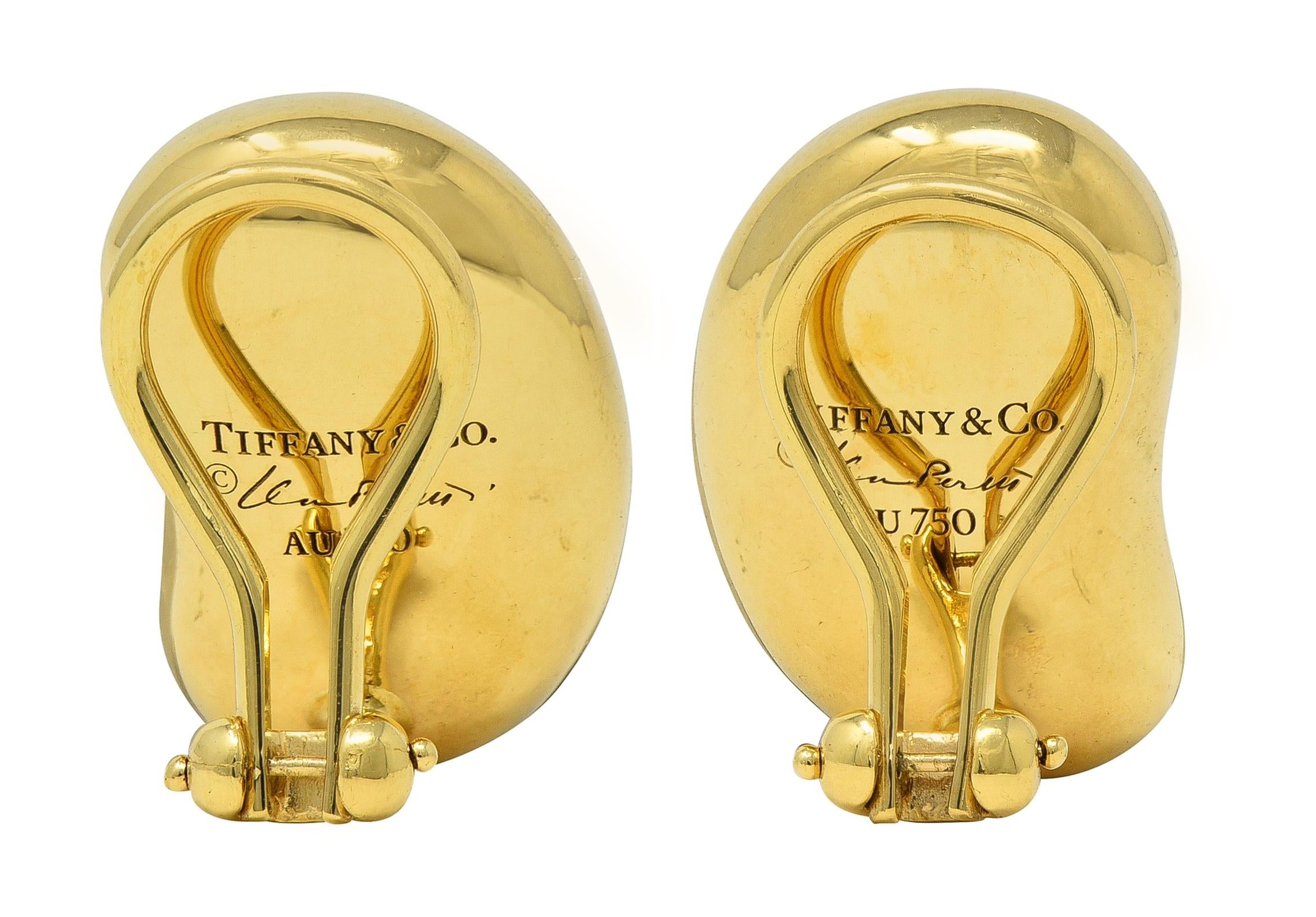 Elsa Peretti Tiffany & Co. 18 Karat Yellow Gold Vintage Bean Ear-Clip Earrings