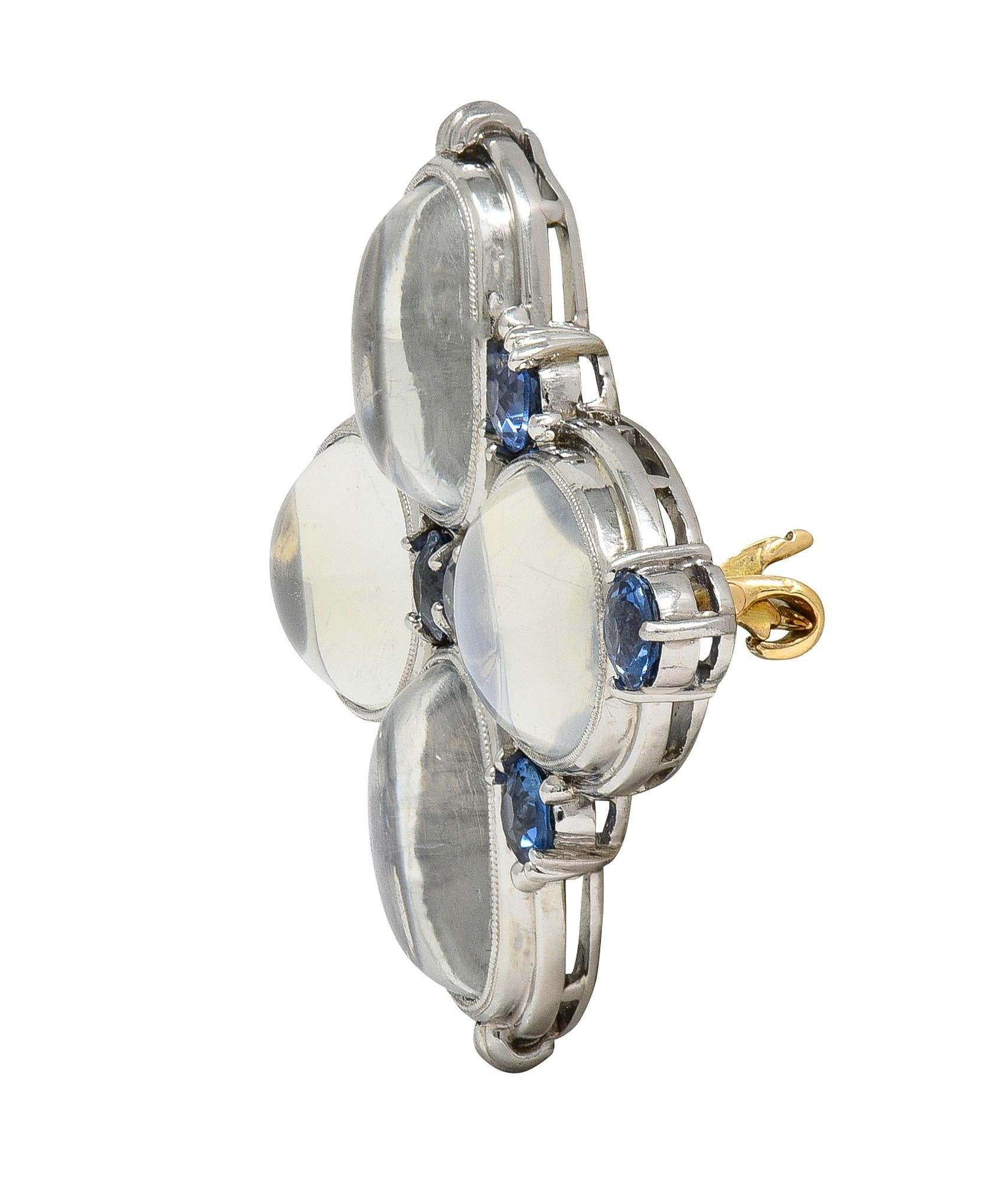 Louis Comfort Tiffany & Co. Art Deco Sapphire Moonstone Platinum Vintage Brooch