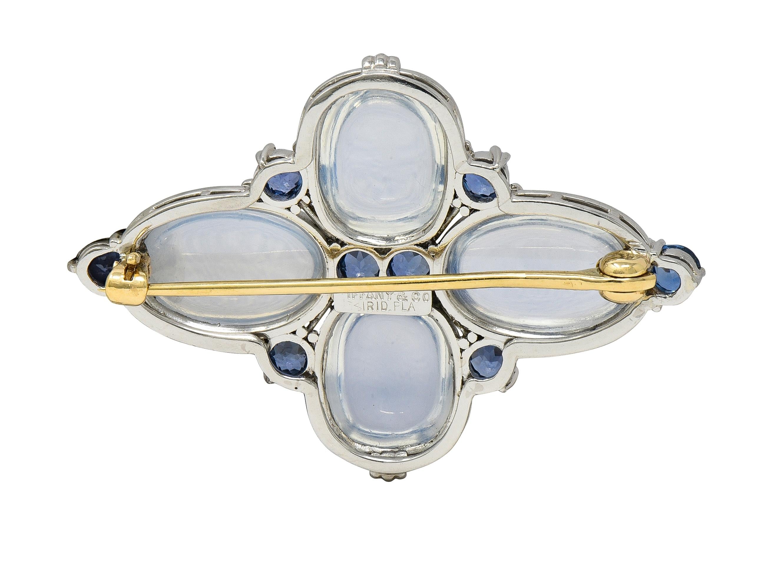 Louis Comfort Tiffany & Co. Art Deco Sapphire Moonstone Platinum Vintage Brooch