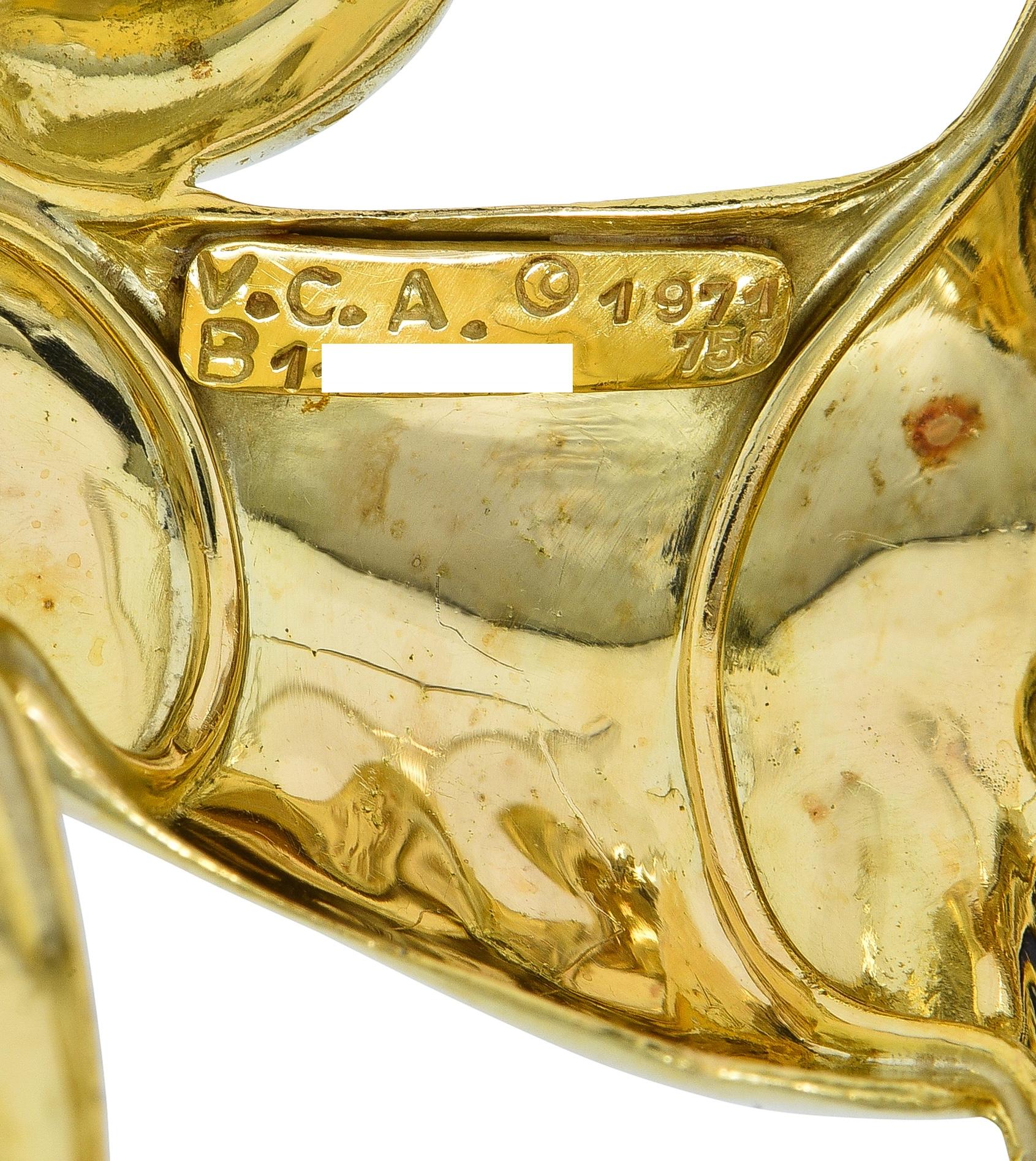 Van Cleef & Arpels French 1971 Enamel 18K Gold Vintage Persian Tiger Booch