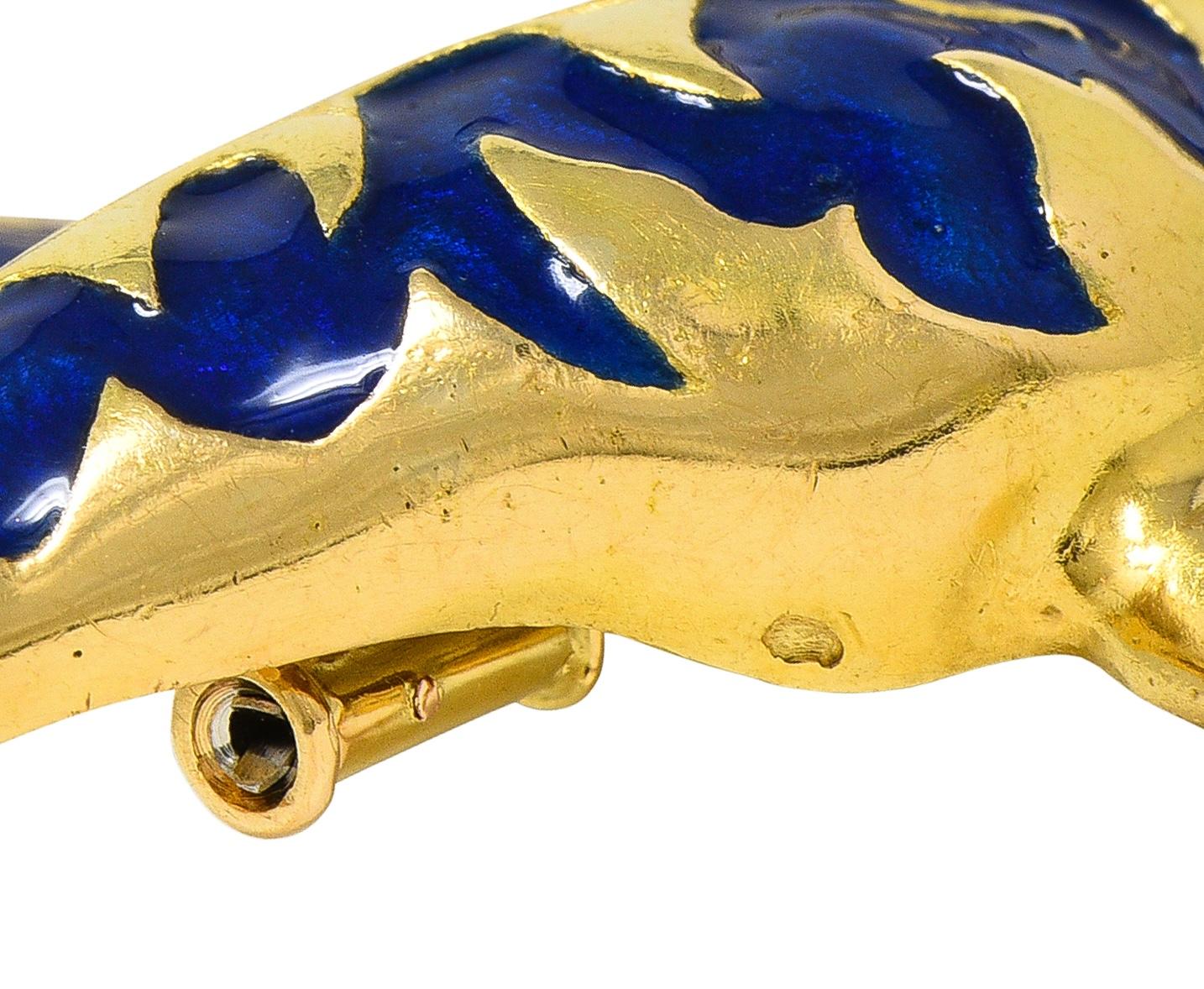 Van Cleef & Arpels French 1971 Enamel 18K Gold Vintage Persian Tiger Booch