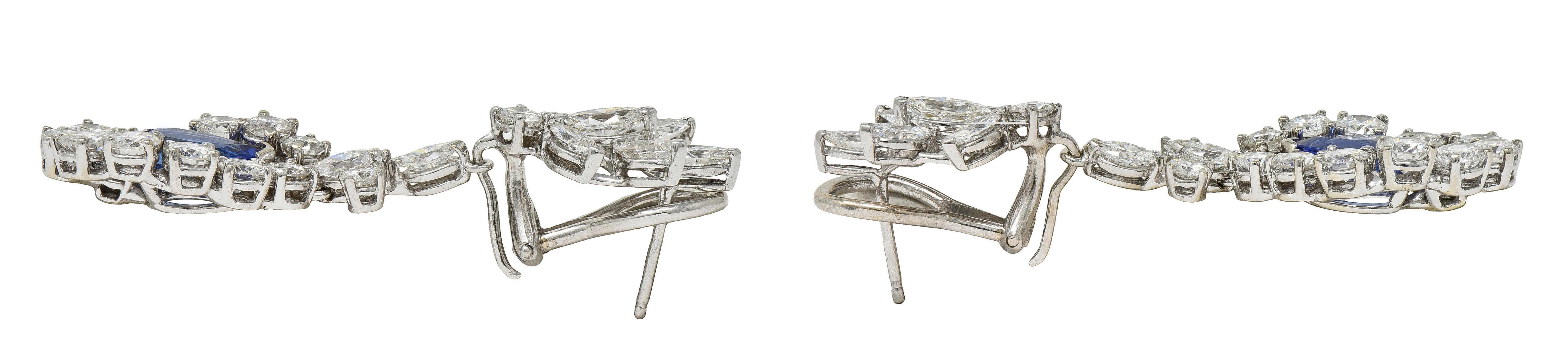 Contemporary 9.48 CTW Tanzanite Diamond 14K Gold Day-To-Night Halo Drop Earrings