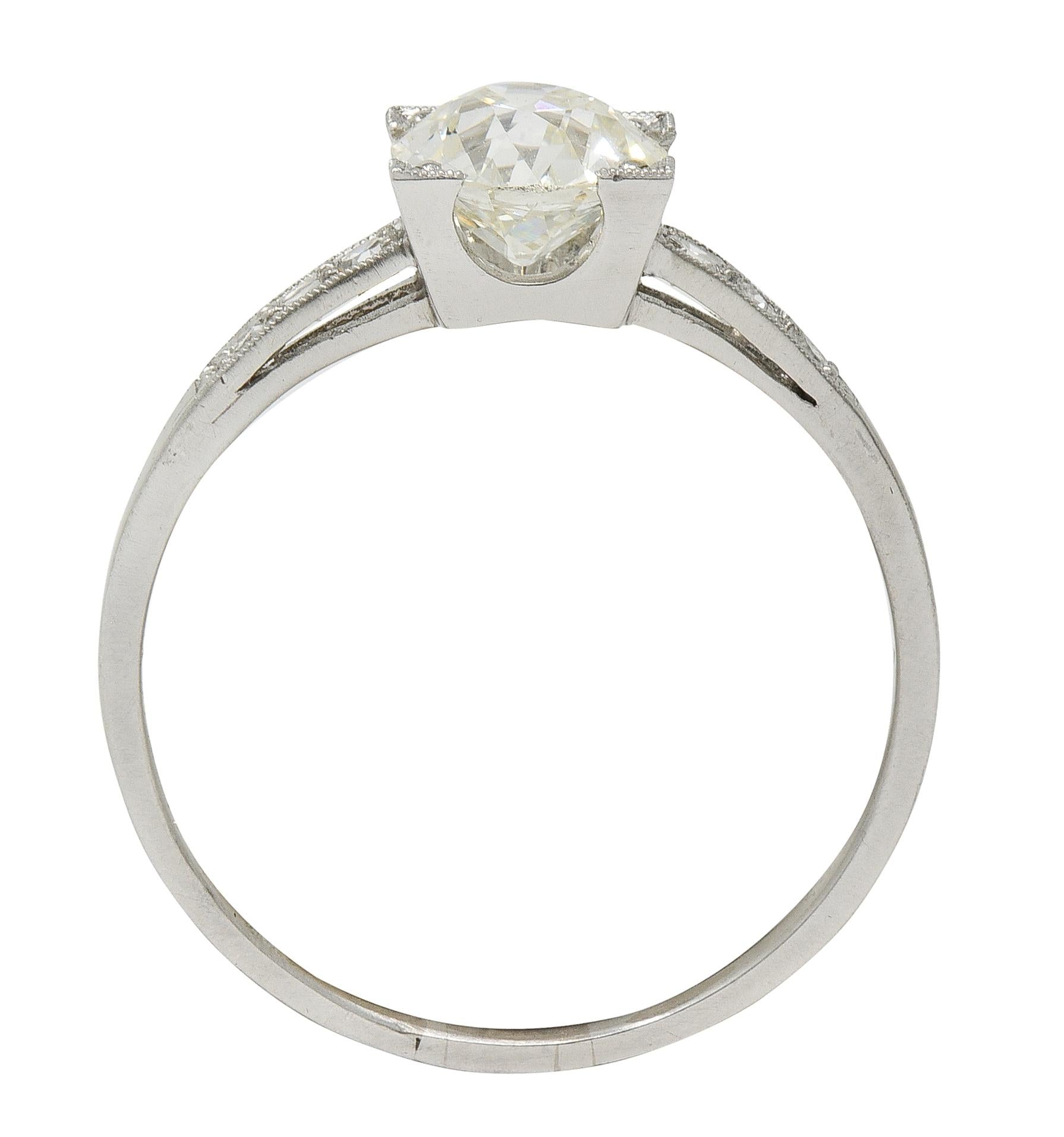 Mid-Century 1.12 CTW Old European Cut Diamond Platinum Vintage Engagement Ring