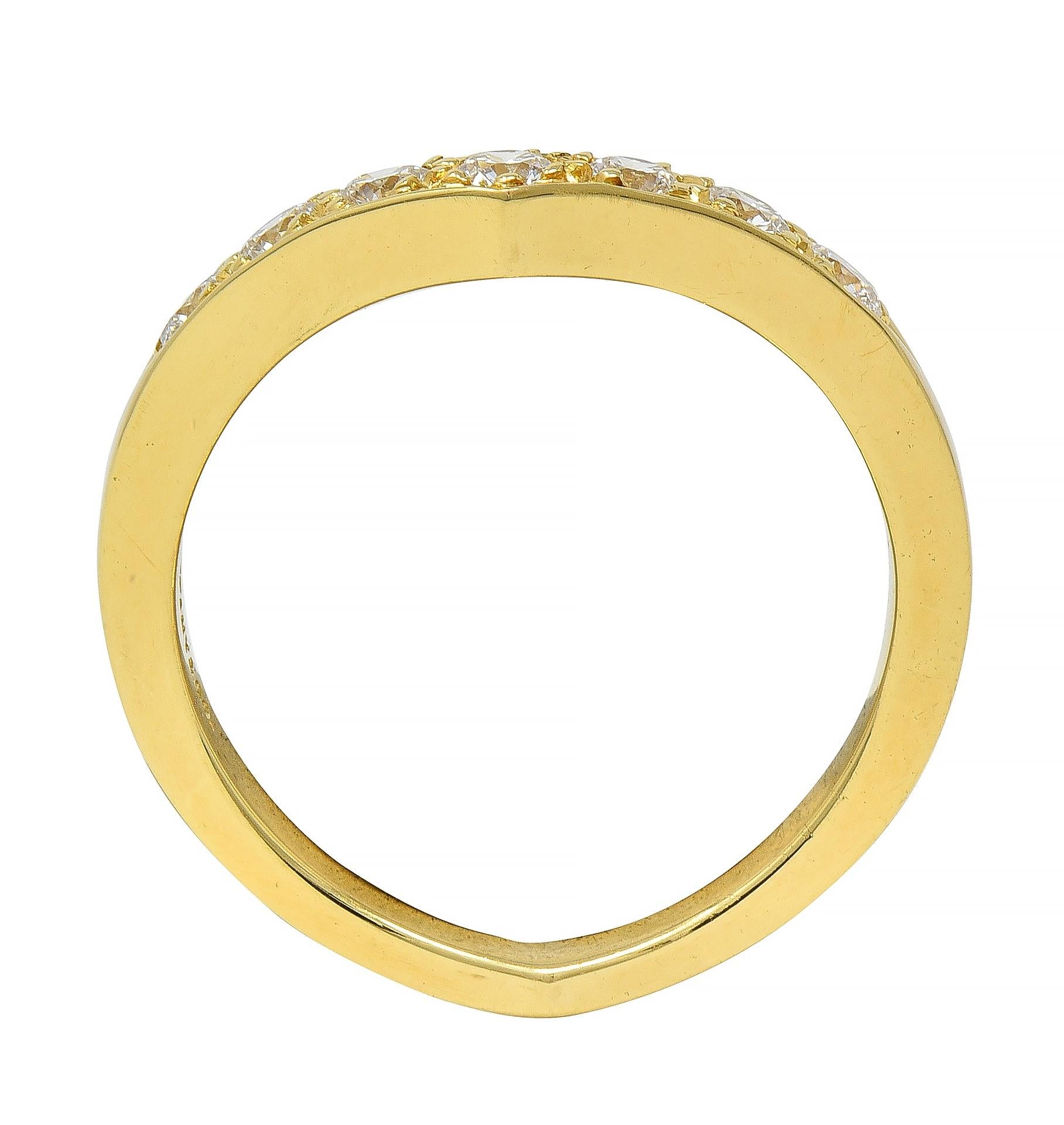 Tiffany & Co. Diamond 18 Karat Yellow Gold Chevron Contour V Band Ring