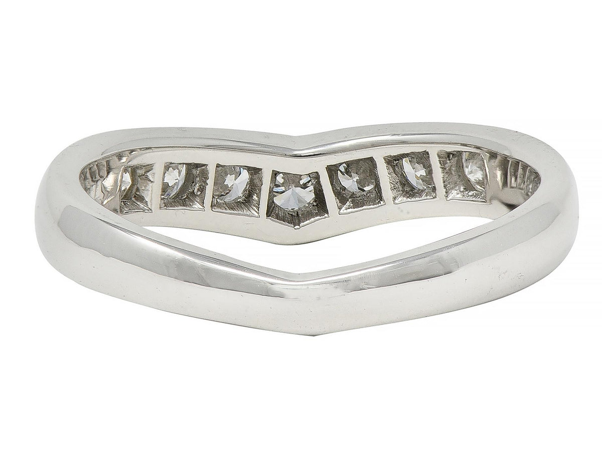 Tiffany & Co. Contemporary Diamond Platinum Chevron V Band Ring