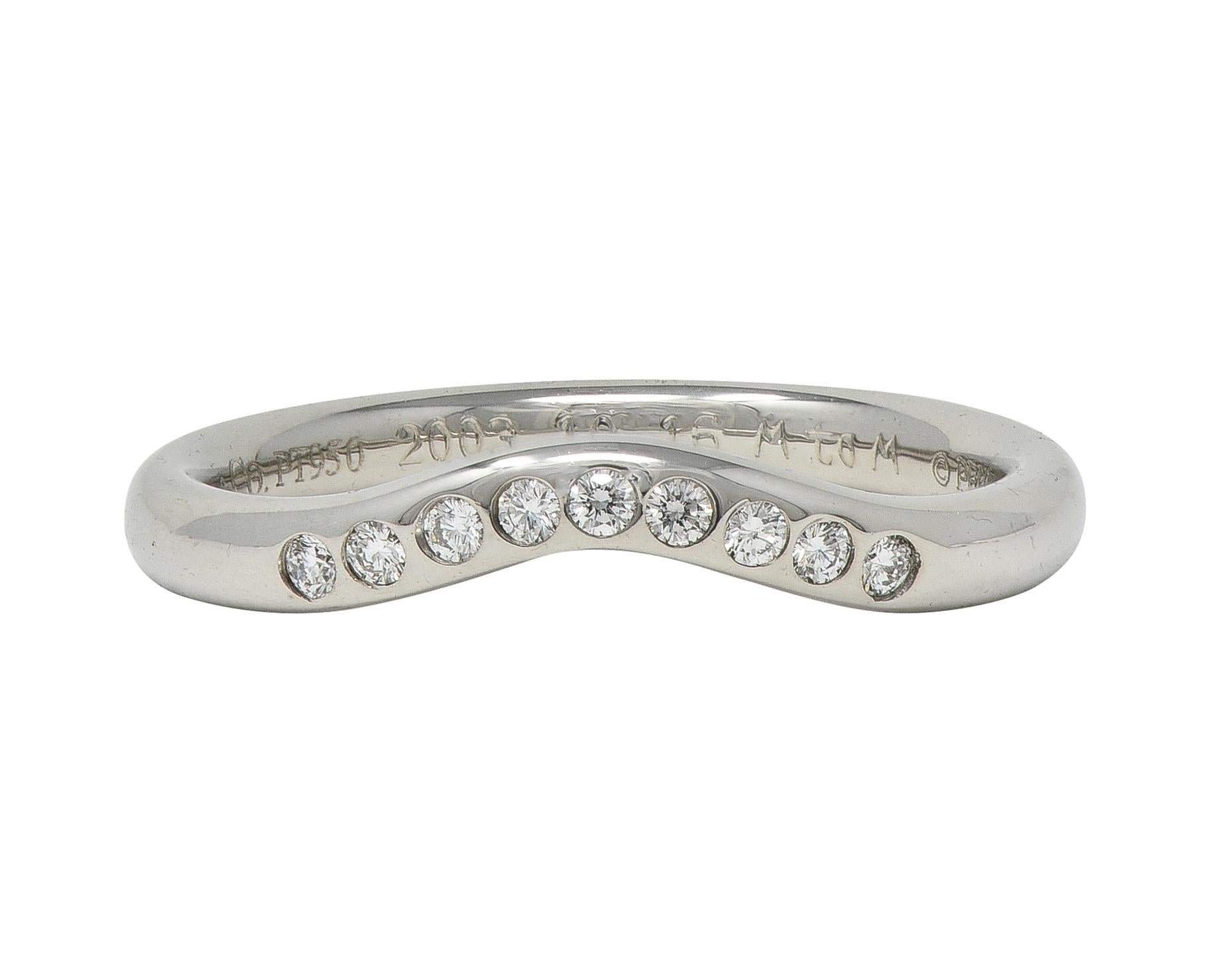 Elsa Peretti Tiffany & Co. 2003 Diamond Platinum Contour Wedding Band Ring