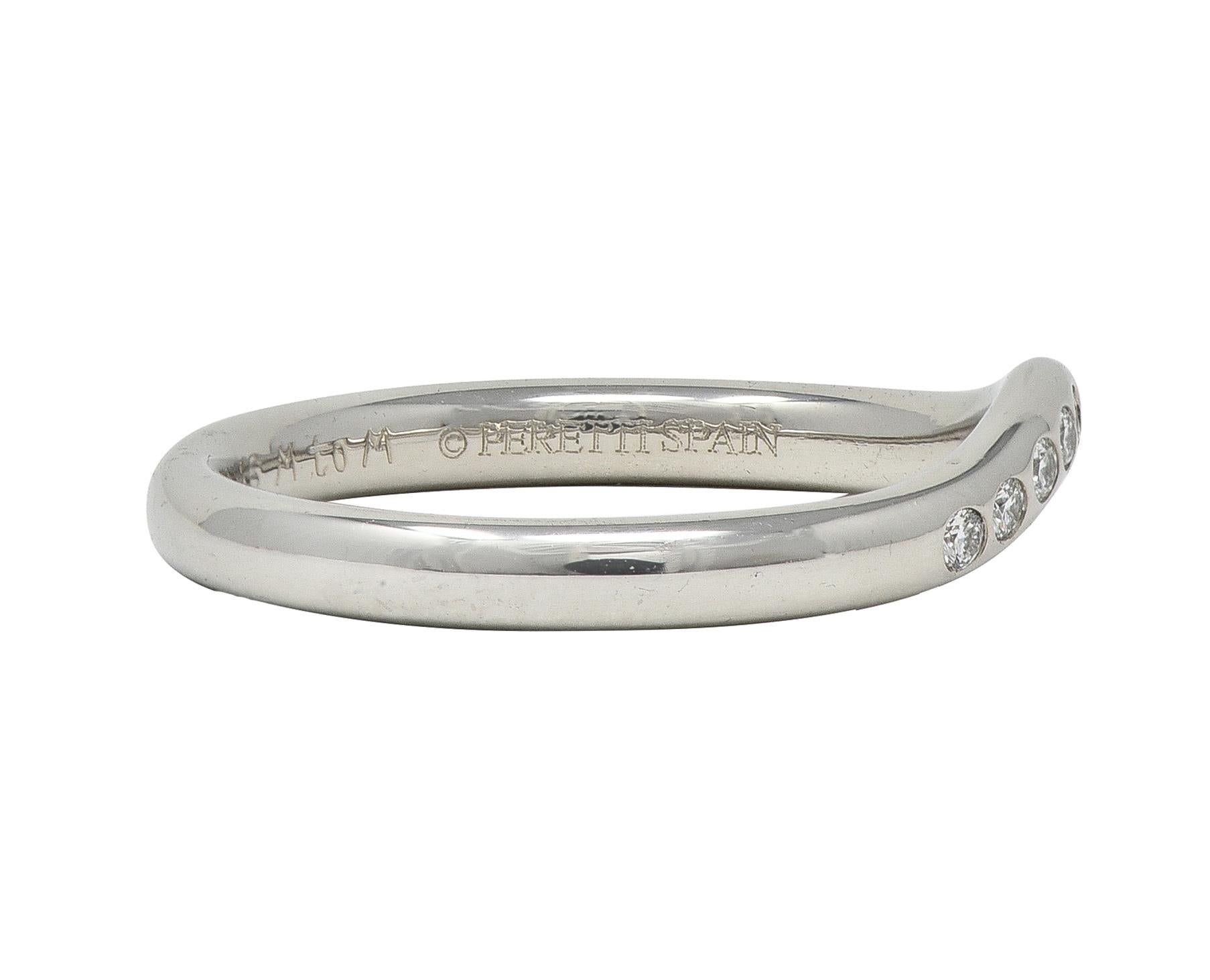 Elsa Peretti Tiffany & Co. 2003 Diamond Platinum Contour Wedding Band Ring