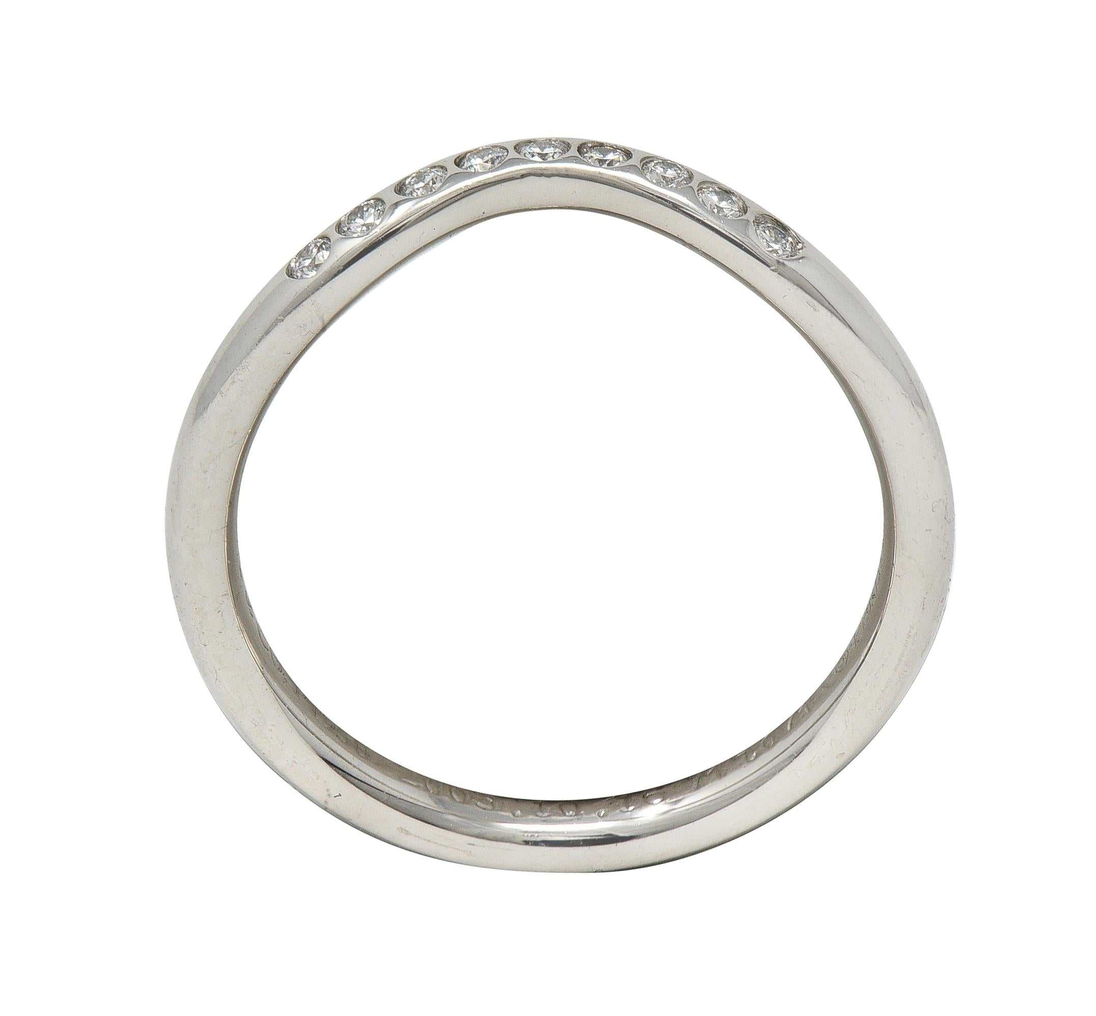 Elsa Peretti Tiffany & Co. 2003 Diamond Platinum Contour Wedding Band Ring