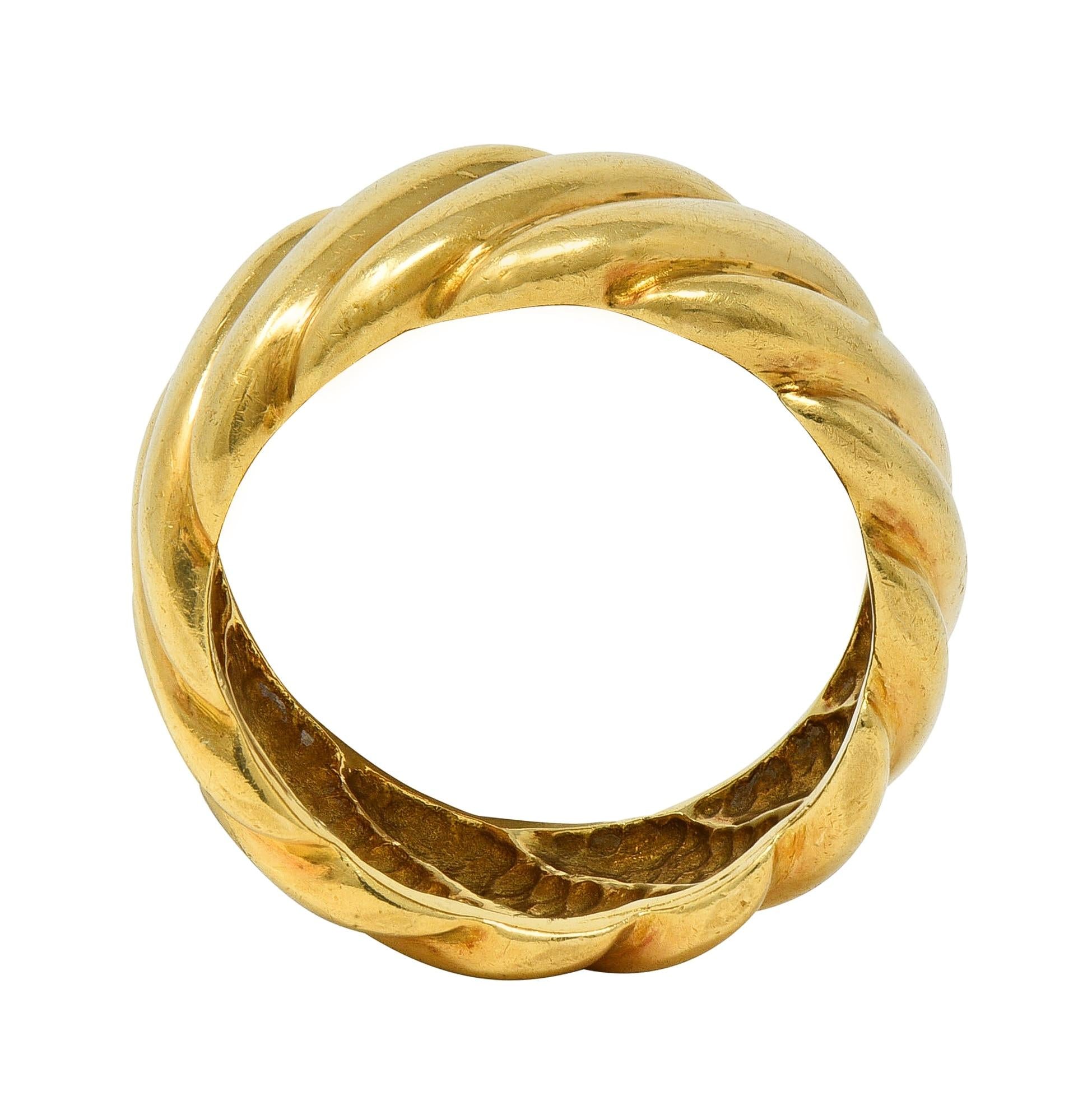 1980's 18 Karat Yellow Gold Puffy Twist Vintage Wide Band Ring