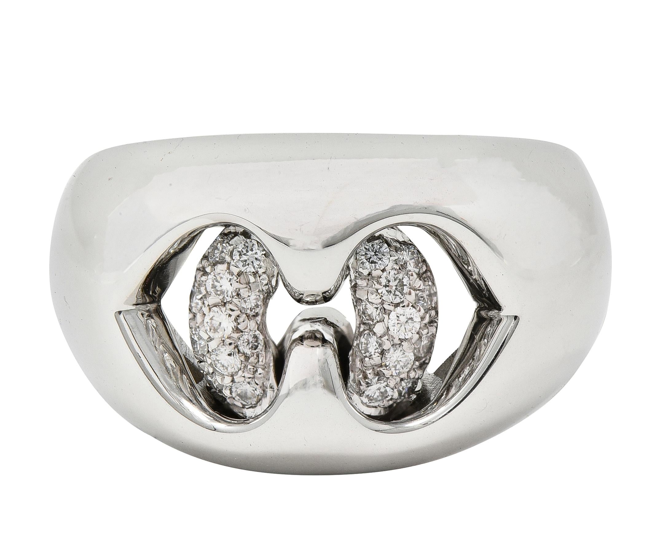 Bulgari Contemporary Diamond 18 Karat White Gold Domed Abbraccio Ring