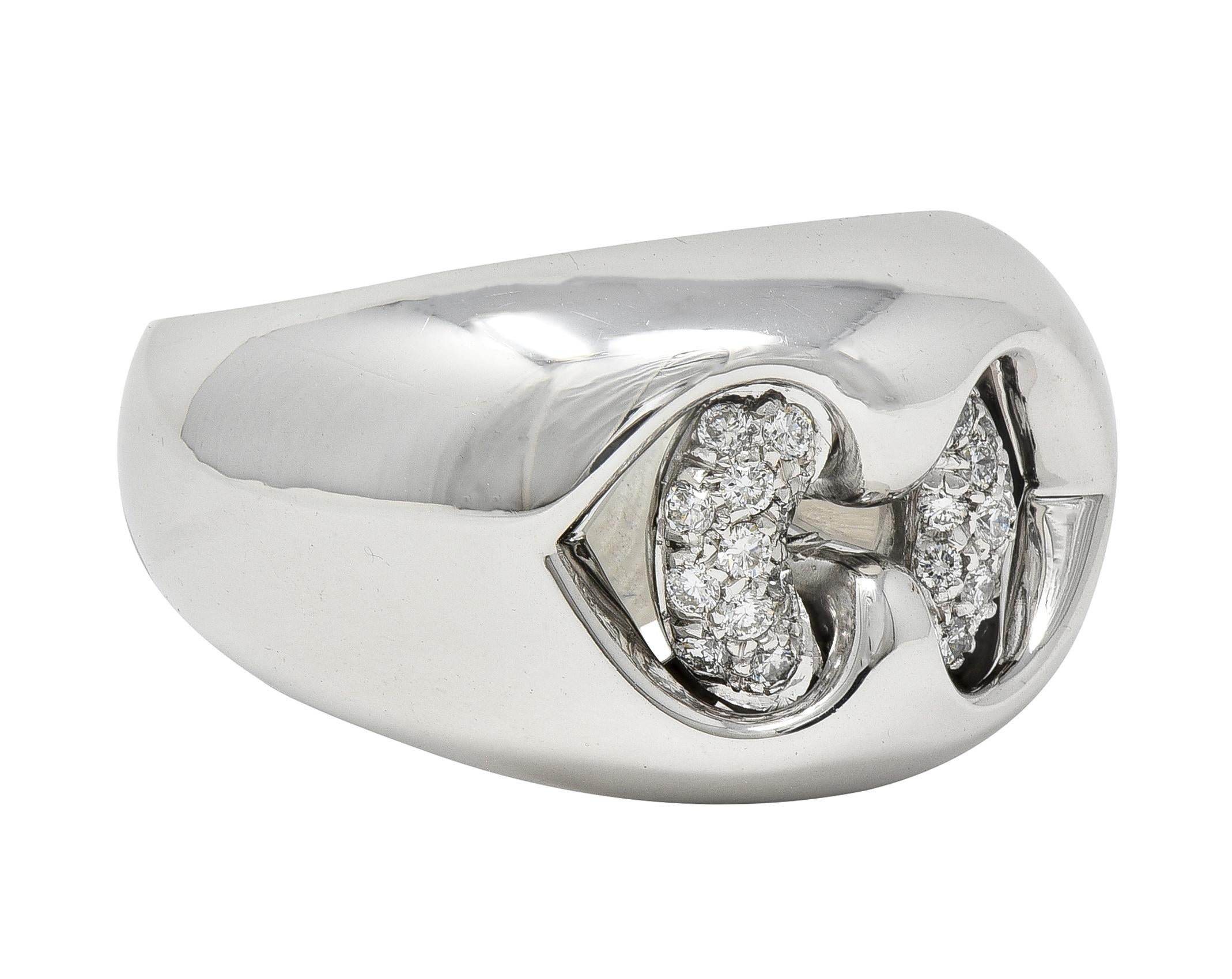 Bulgari Contemporary Diamond 18 Karat White Gold Domed Abbraccio Ring