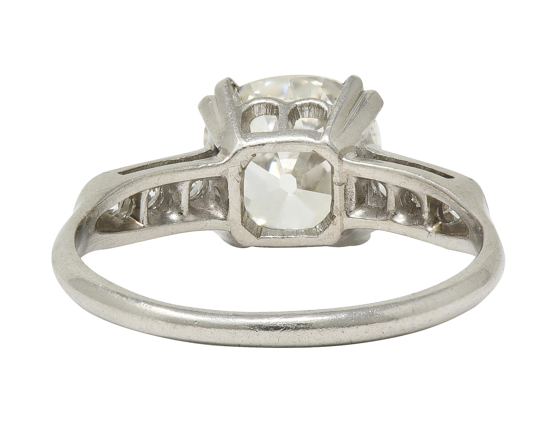 Mid-Century 1.71 CTW Old Mine Cut Diamond Platinum Vintage Engagement Ring GIA