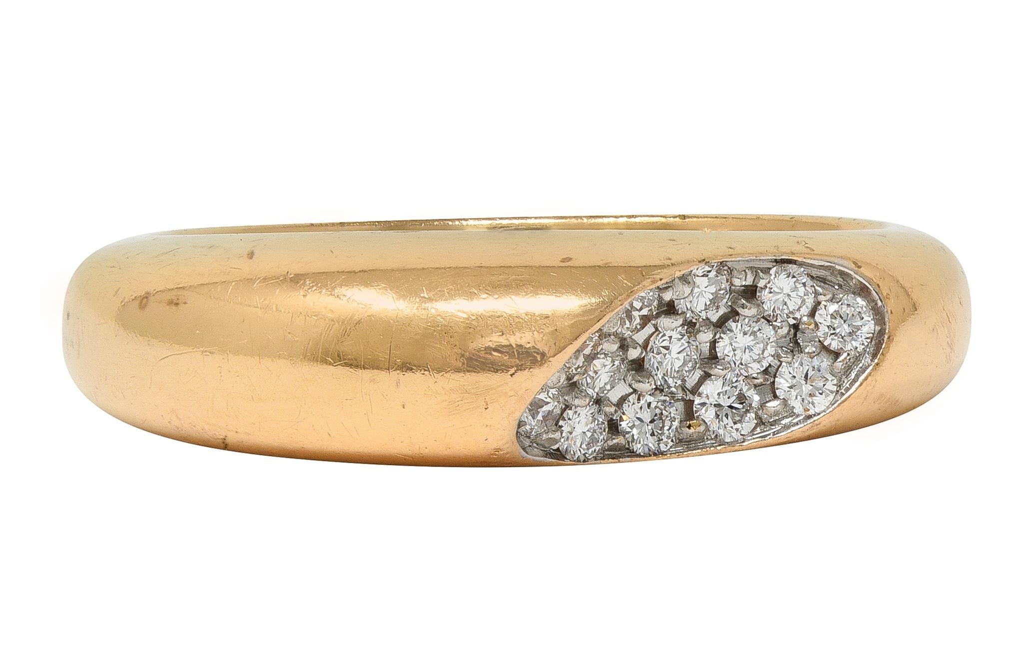 Roberto Coin Contemporary Diamond 18 Karat Two-Tone Gold Domed Capri Band Ring