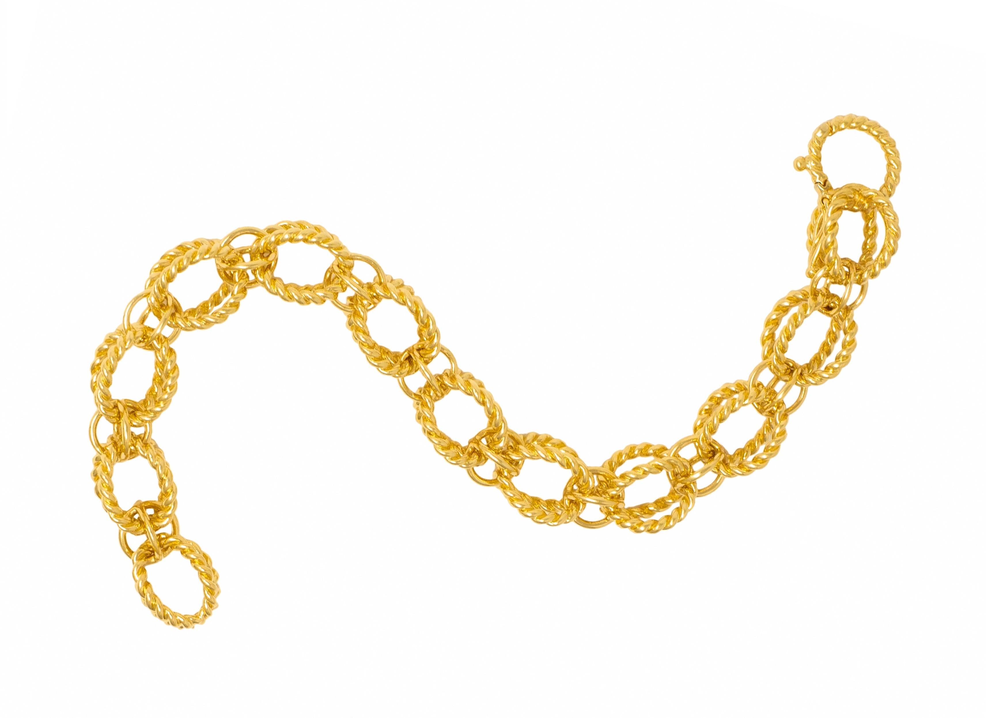 Tiffany & Co. Schlumberger 1960's 18K Gold Twisted Sphere Link Vintage Bracelet