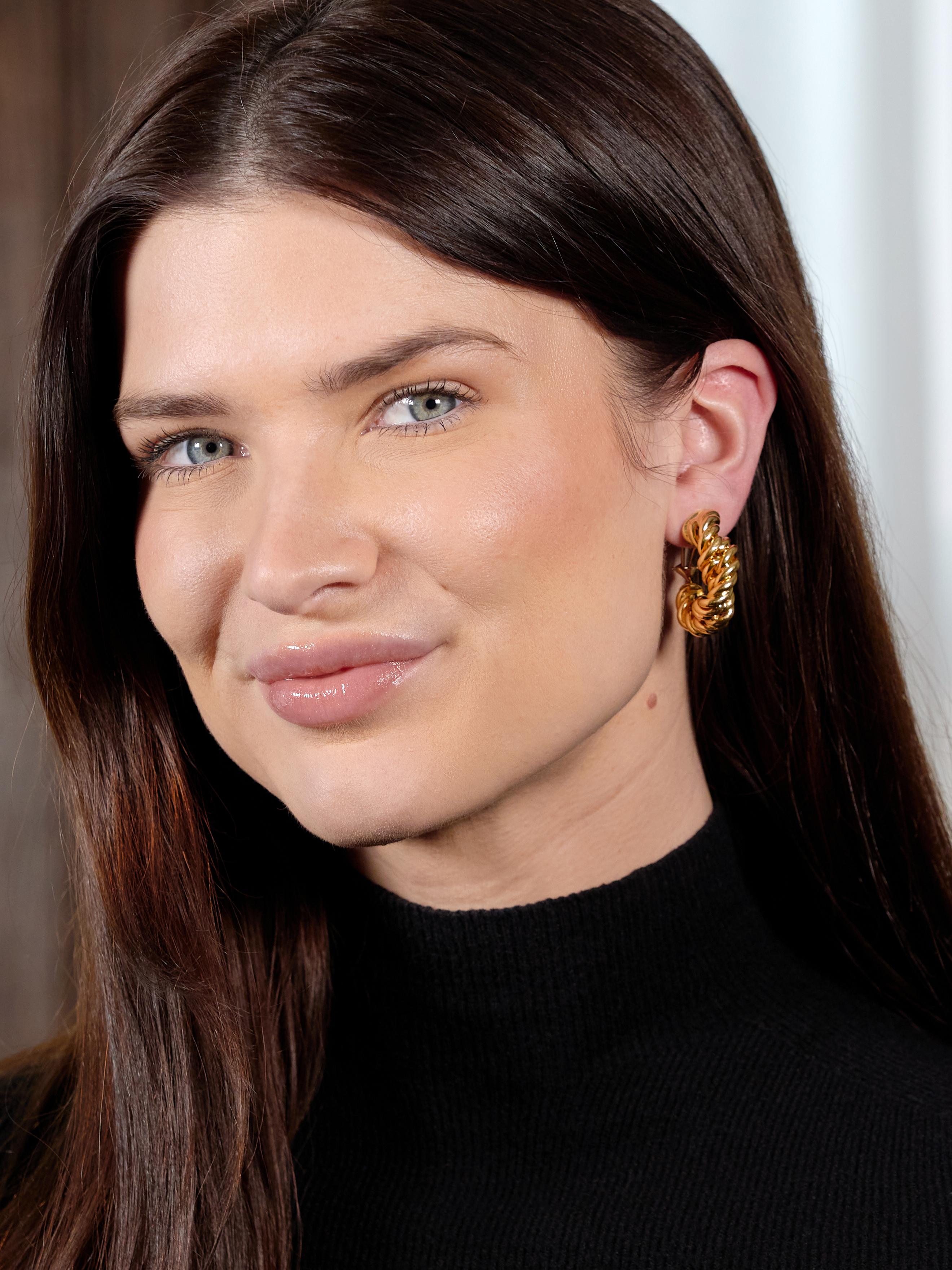 Tiffany & Co. 1980's 18K Yellow Gold Vintage Twisting Hoop Ear-Clip Earrings