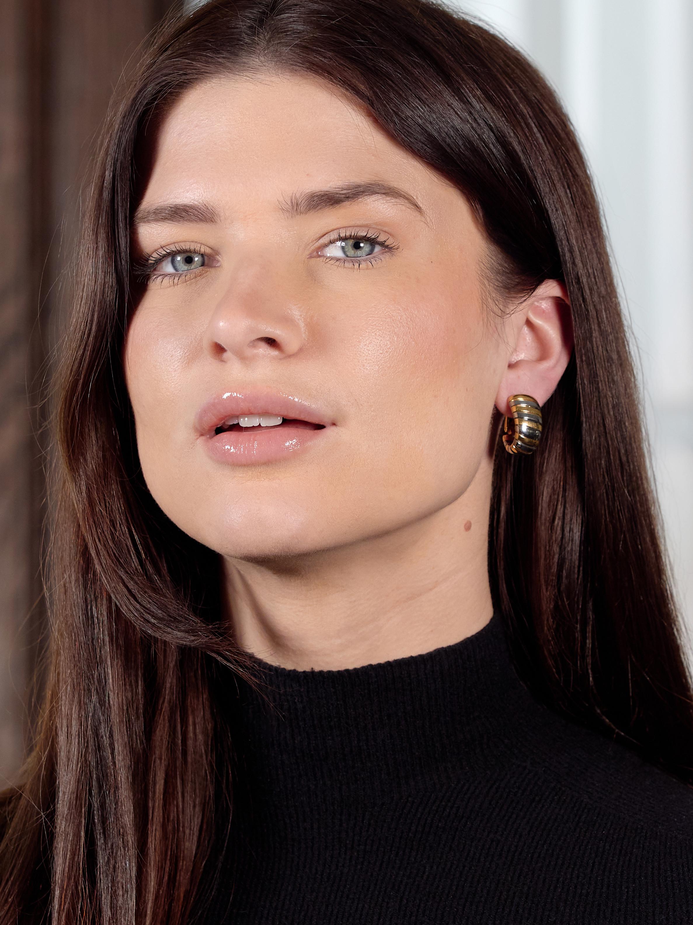 Bulgari 1990's 18K Gold Stainless Steel Vintage Spiga Tubogas Serpenti Earrings