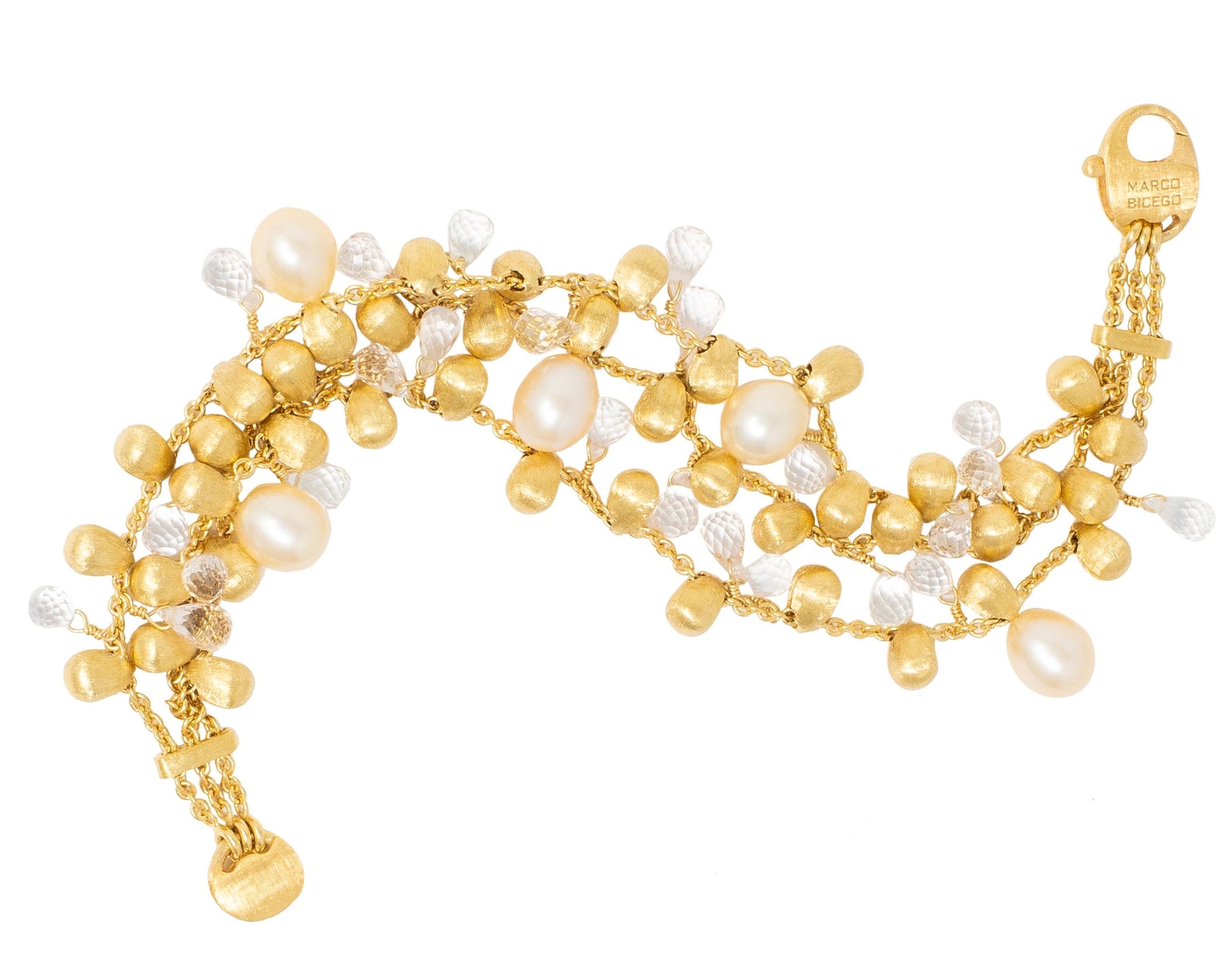 Marco Bicego 18 Karat Yellow Gold Pearl Quartz Multi-Strand Bracelet