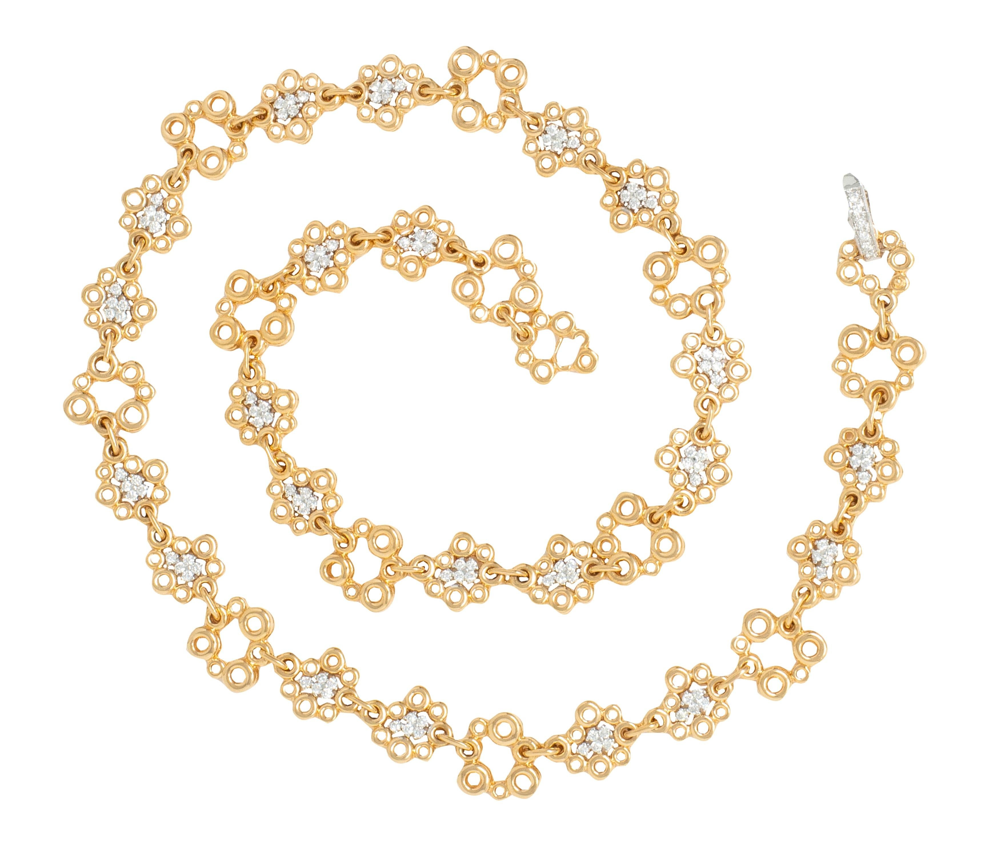 Roberto Coin Diamond 18 Karat Two-Tone Gold Bubble Necklace