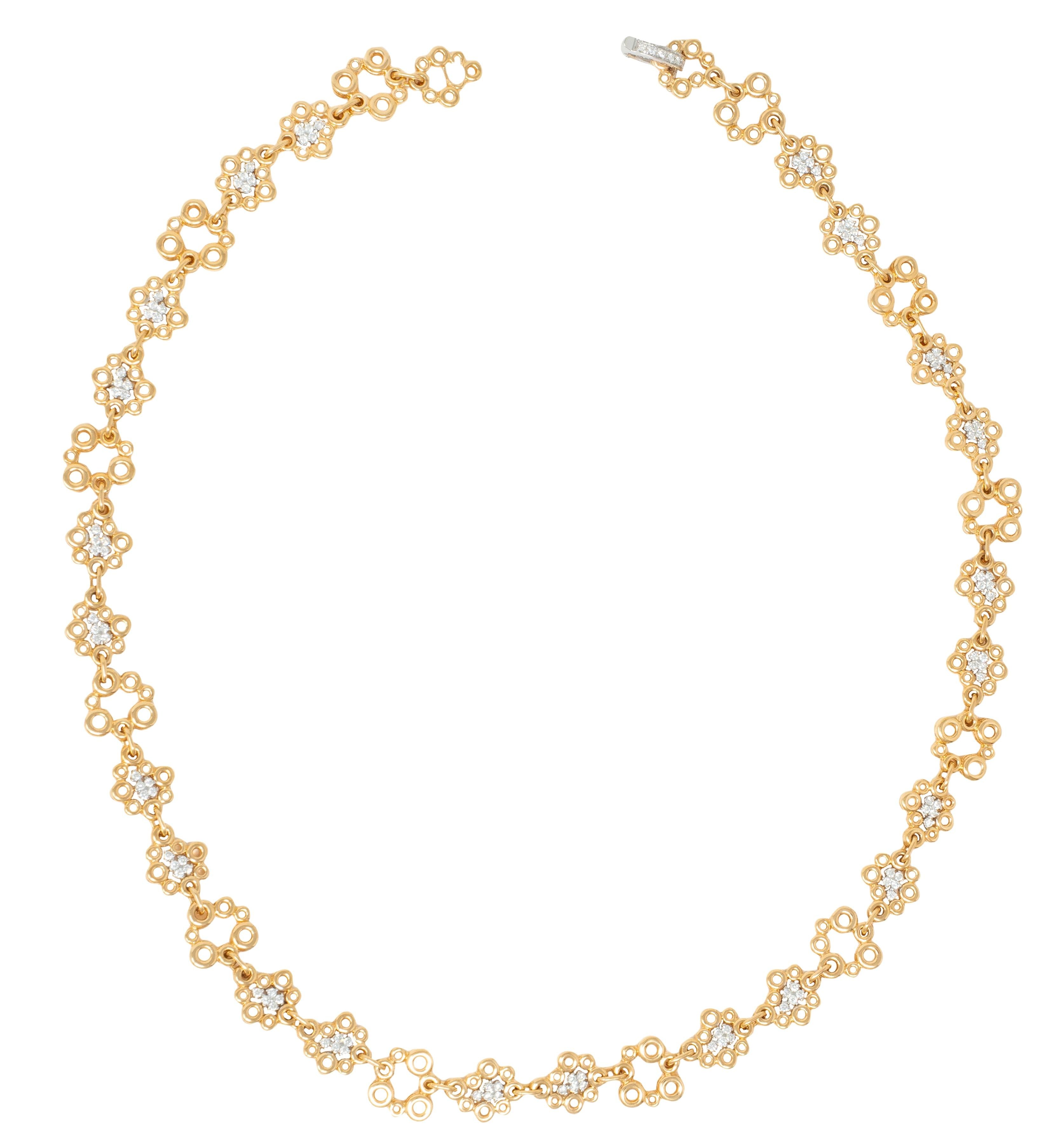 Roberto Coin Diamond 18 Karat Two-Tone Gold Bubble Necklace