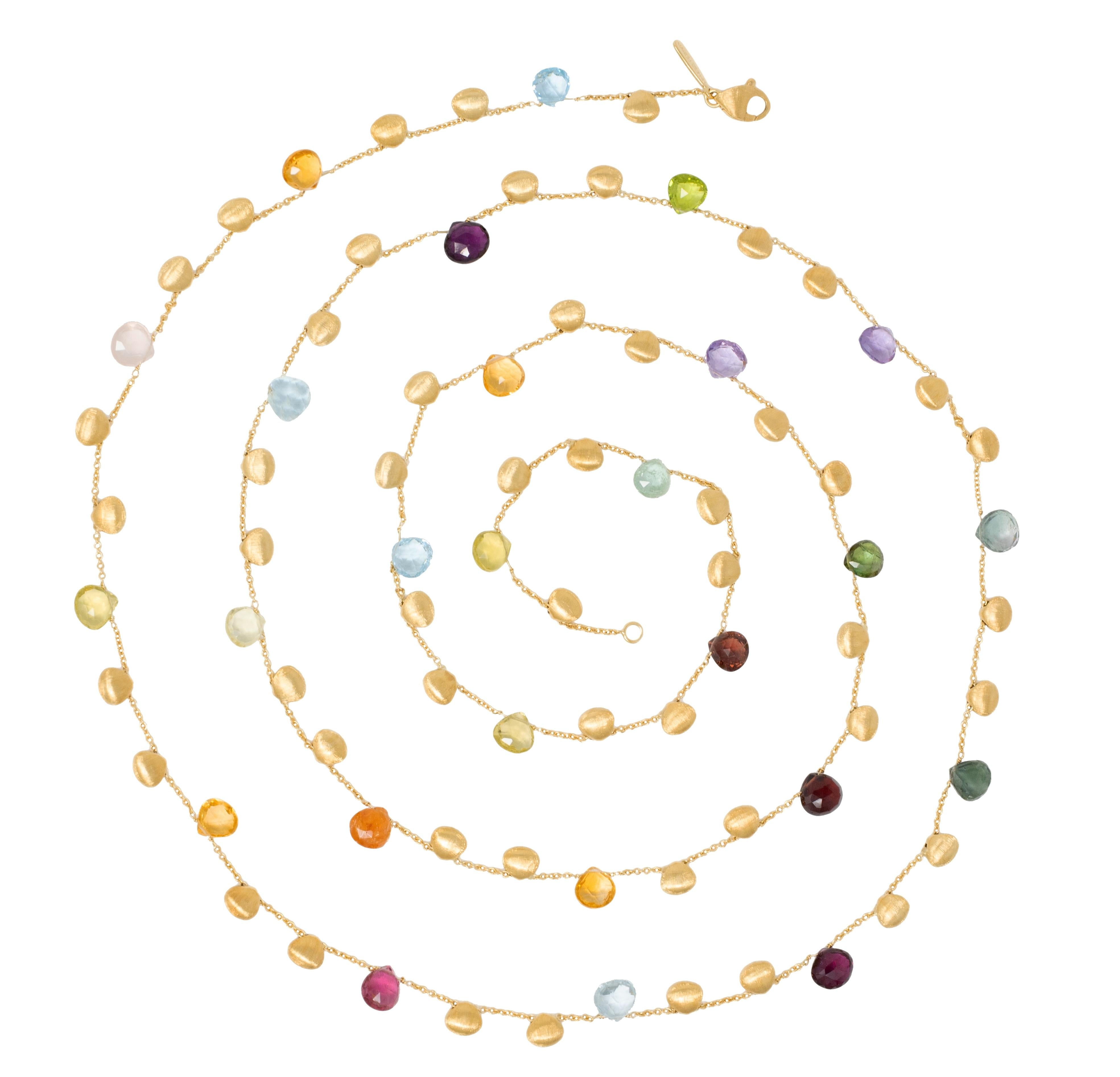 Marco Bicego Multi-Gem 18 Karat Yellow Gold Paradise Station Necklace