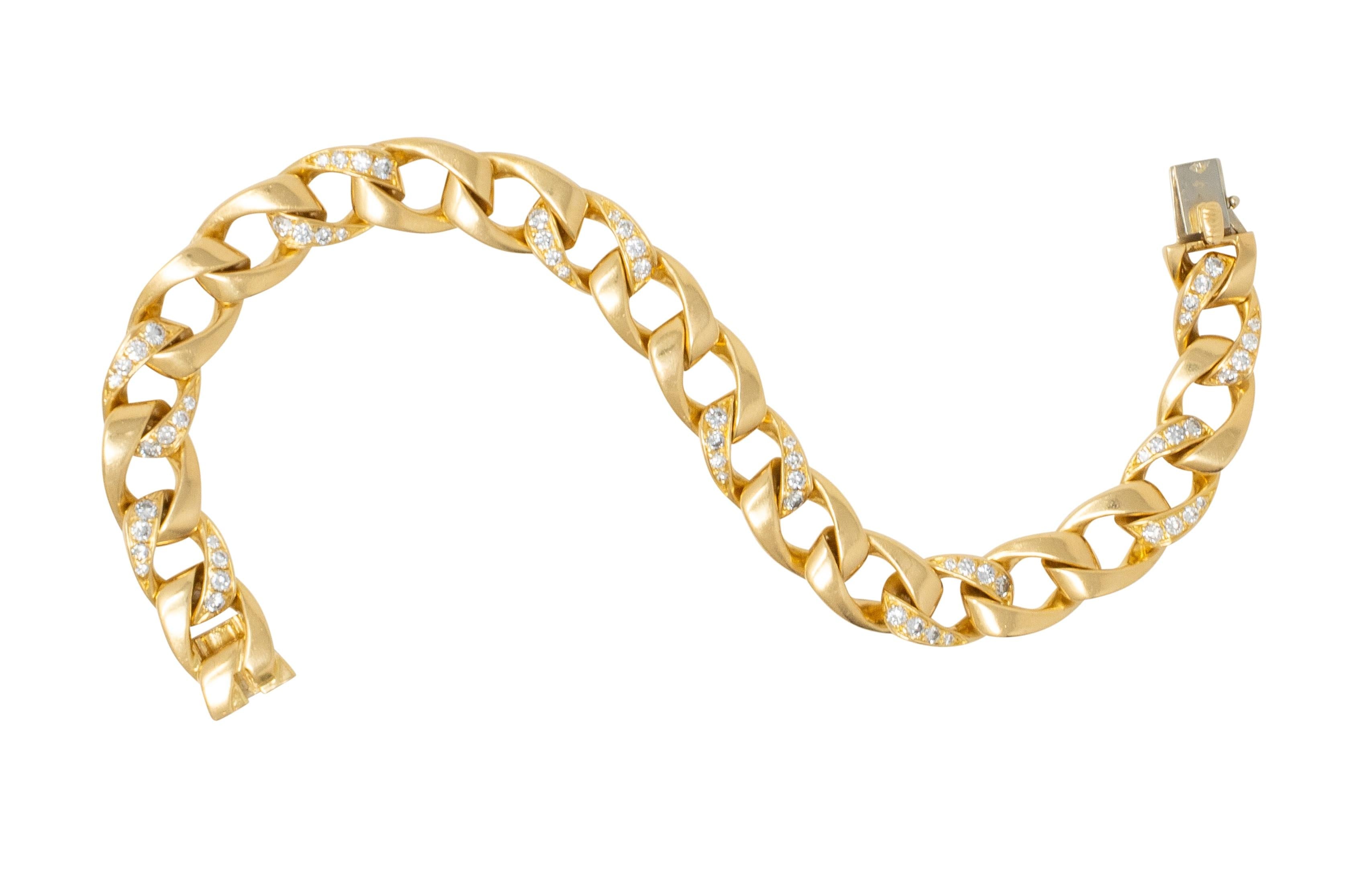 Cartier Paris Georges LEnfant Diamond 18K Gold Vintage Curb Link Unisex Bracelet