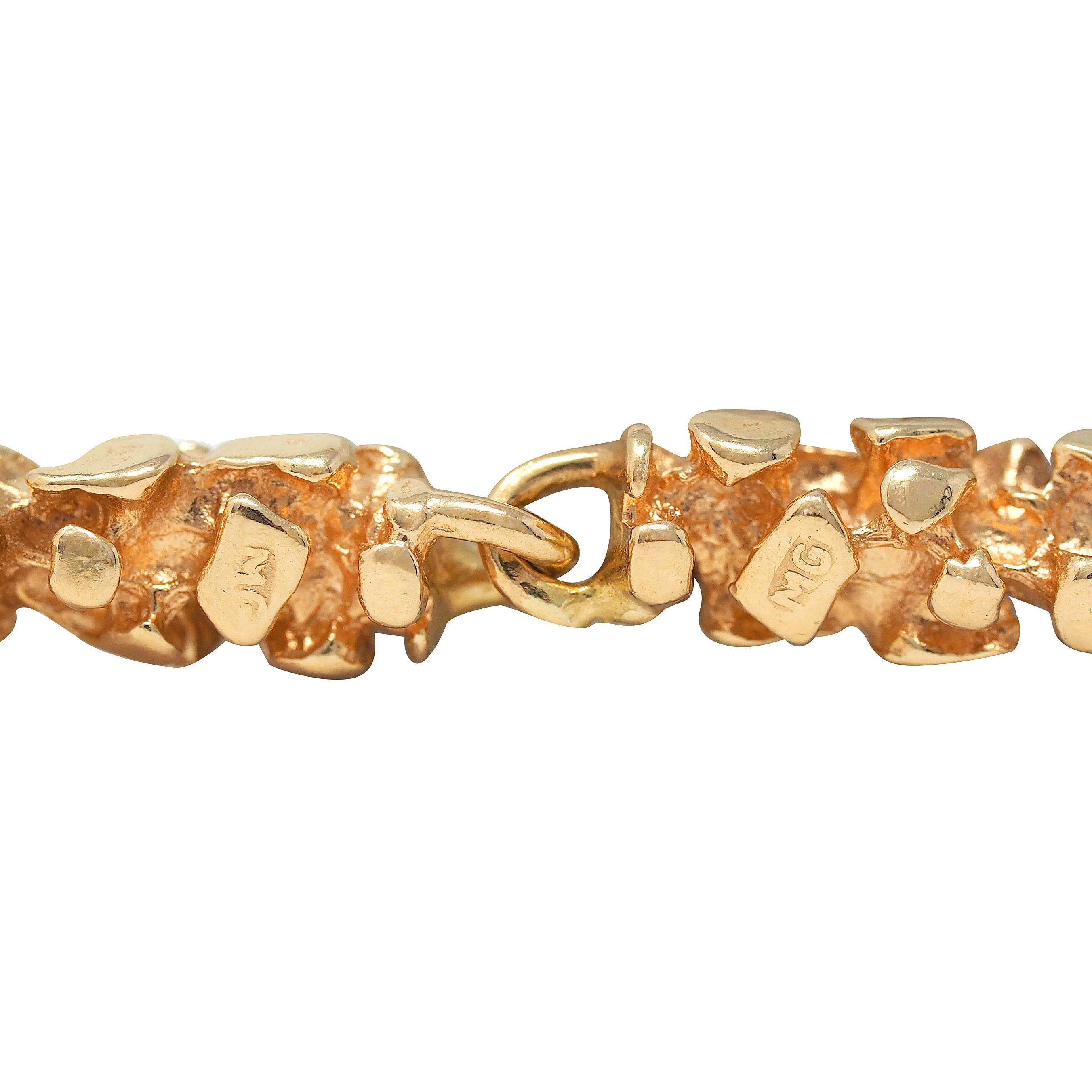 1970's 14 Karat Yellow Gold Nugget Organic Vintage Chain Link Necklace
