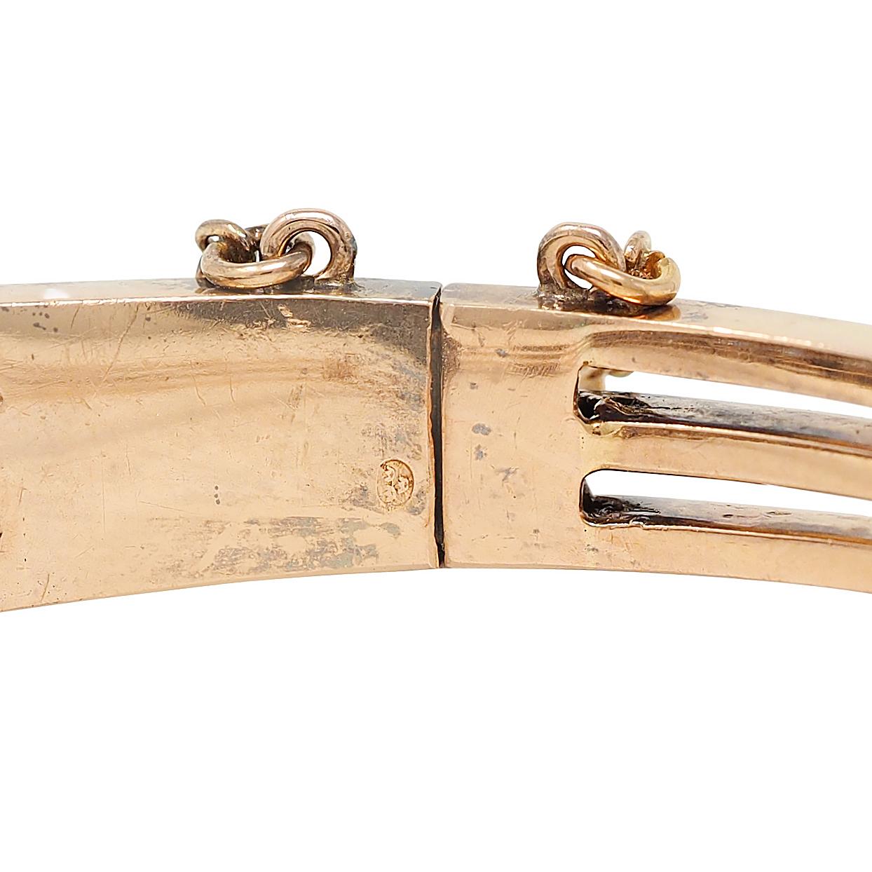 Victorian 8.51 CTW Sapphire Diamond 18K Gold Silver Antique Bangle Bracelet