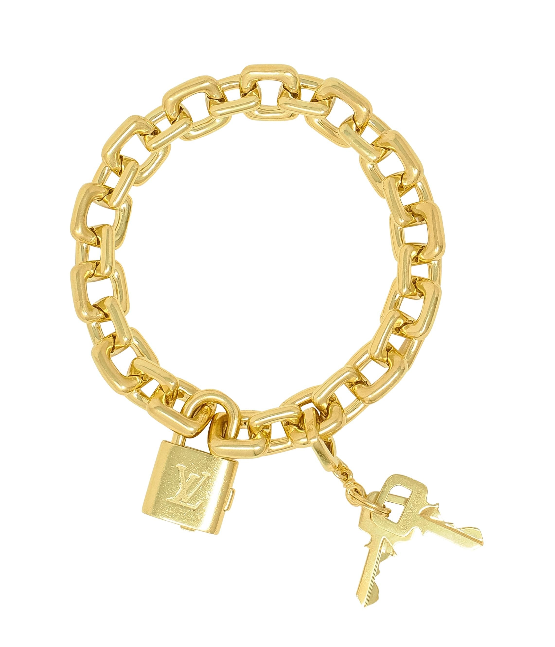Louis Vuitton Paris Contemporary 18 Karat Yellow Gold Lock & Key Link Bracelet