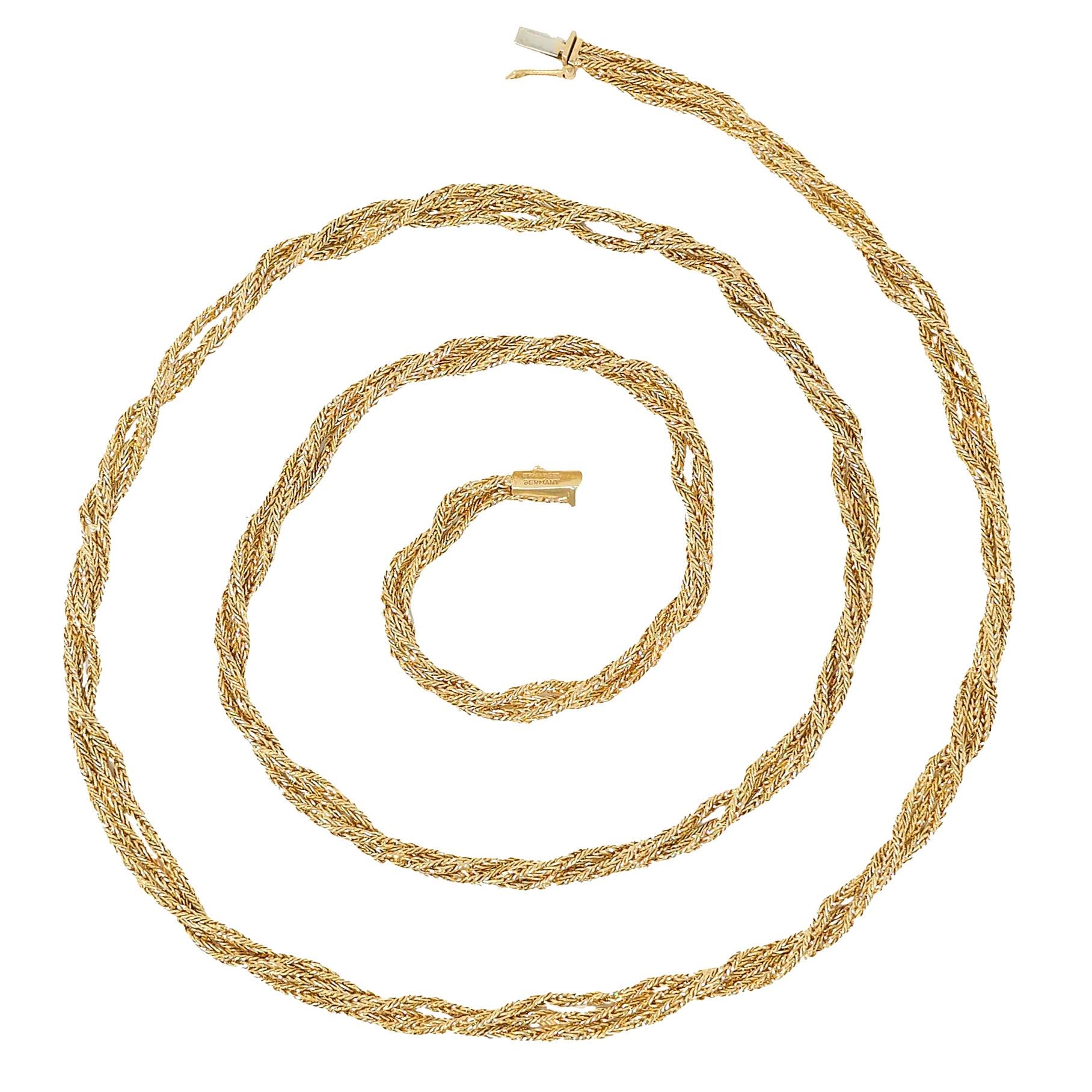 Tiffany & Co. 1960's 18K Gold Twisted Rope Vintage Multi-Strand Necklace