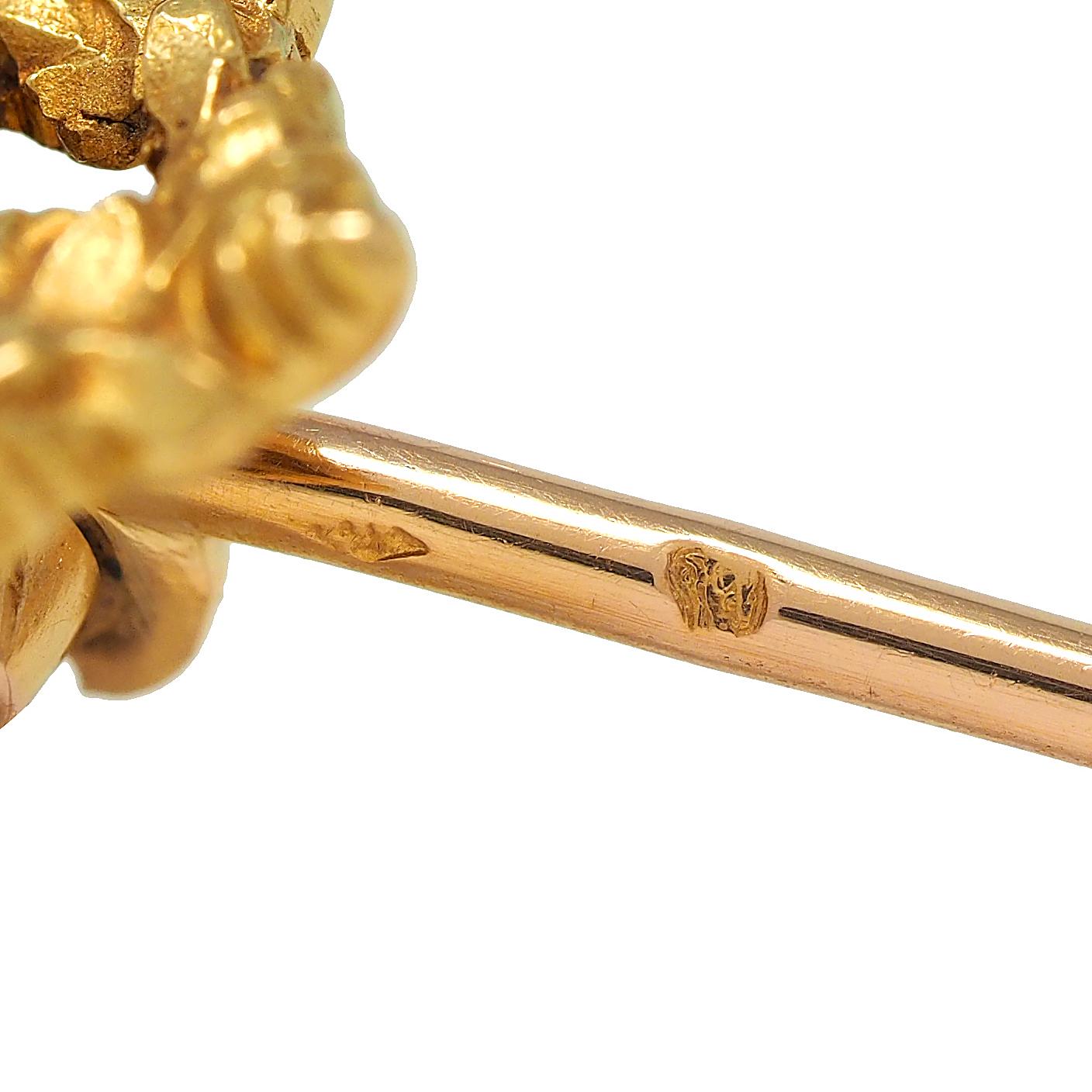 1960's French 18 Karat Yellow Gold Child Pulling Toy Vintage Brooch