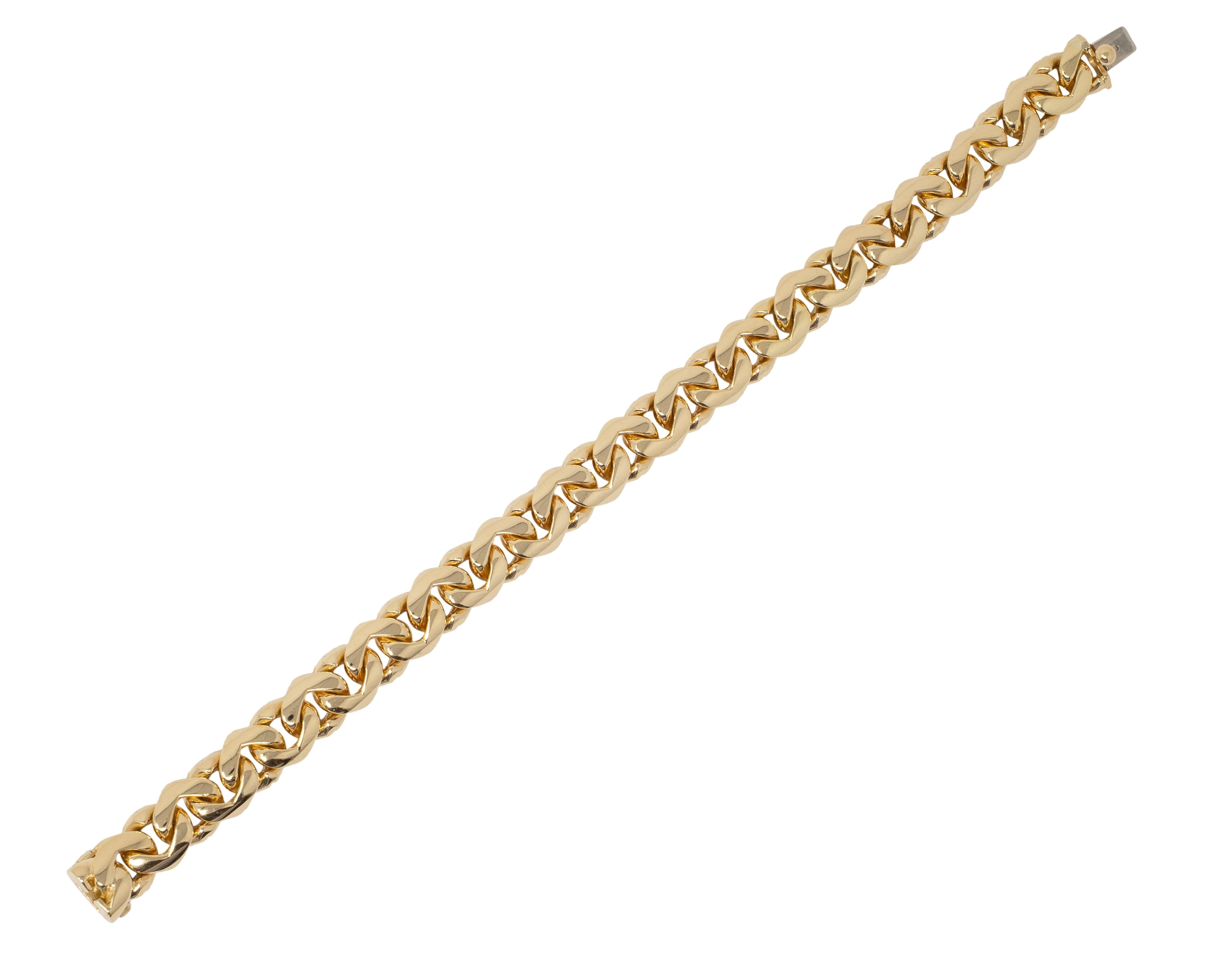 Bulgari 1970's 18 Karat Yellow Gold Vintage Chestnut Unisex Link Bracelet