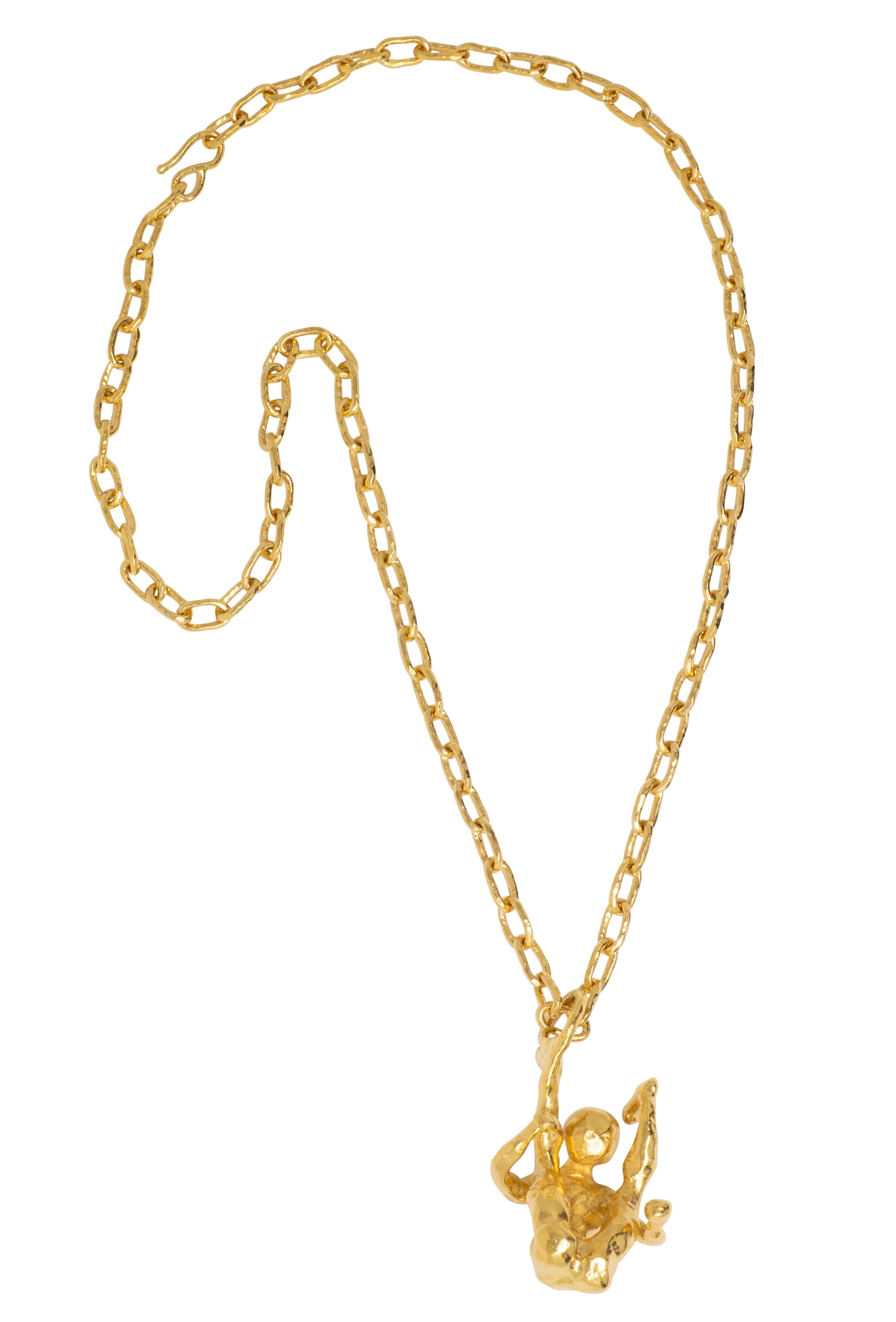 Cartier Jean Mahie French 22K Gold Vintage Erotic Brutalist Acrobat Necklace