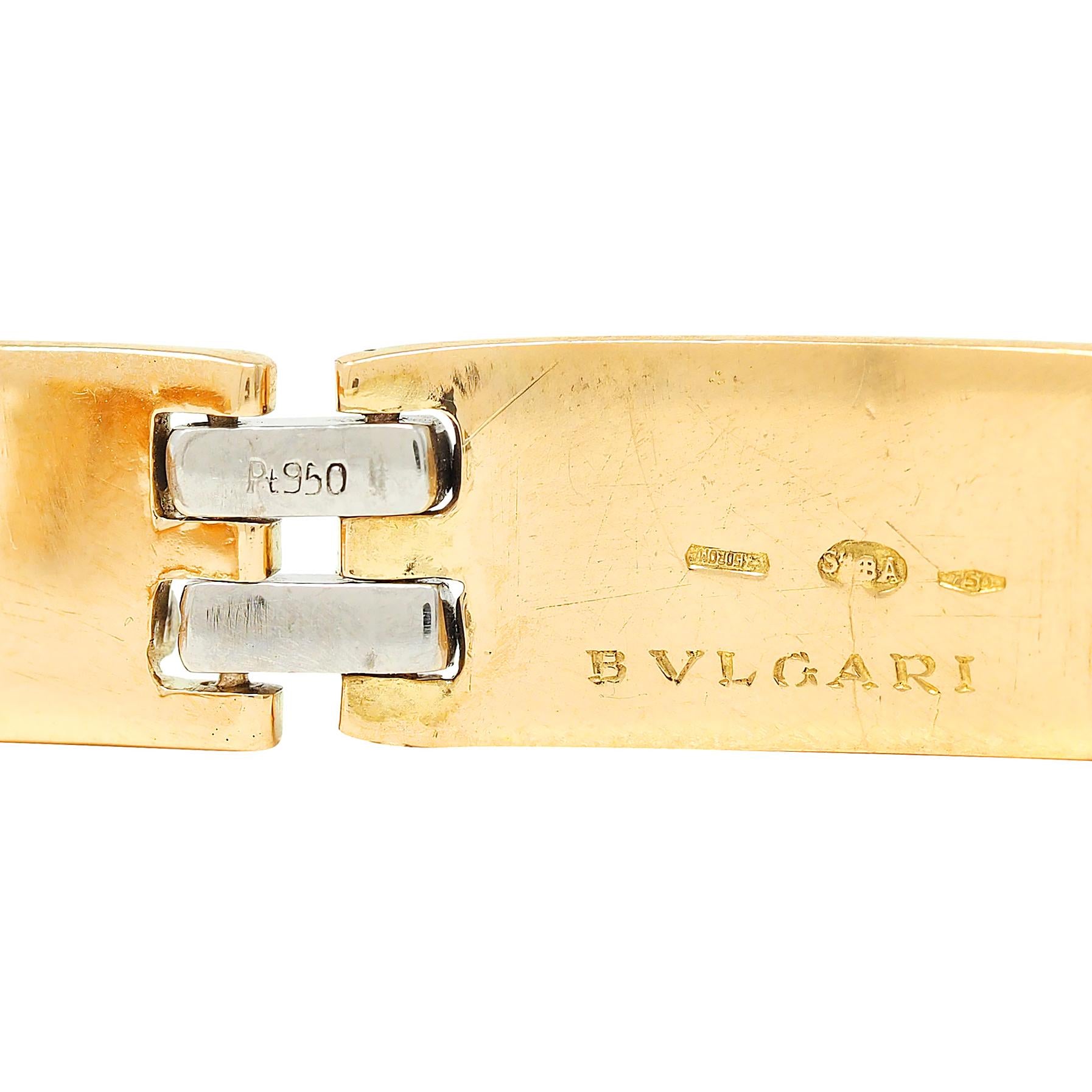 Bulgari French 1960's Platinum 18 Karat Yellow Gold Vintage Fluted Link Bracelet