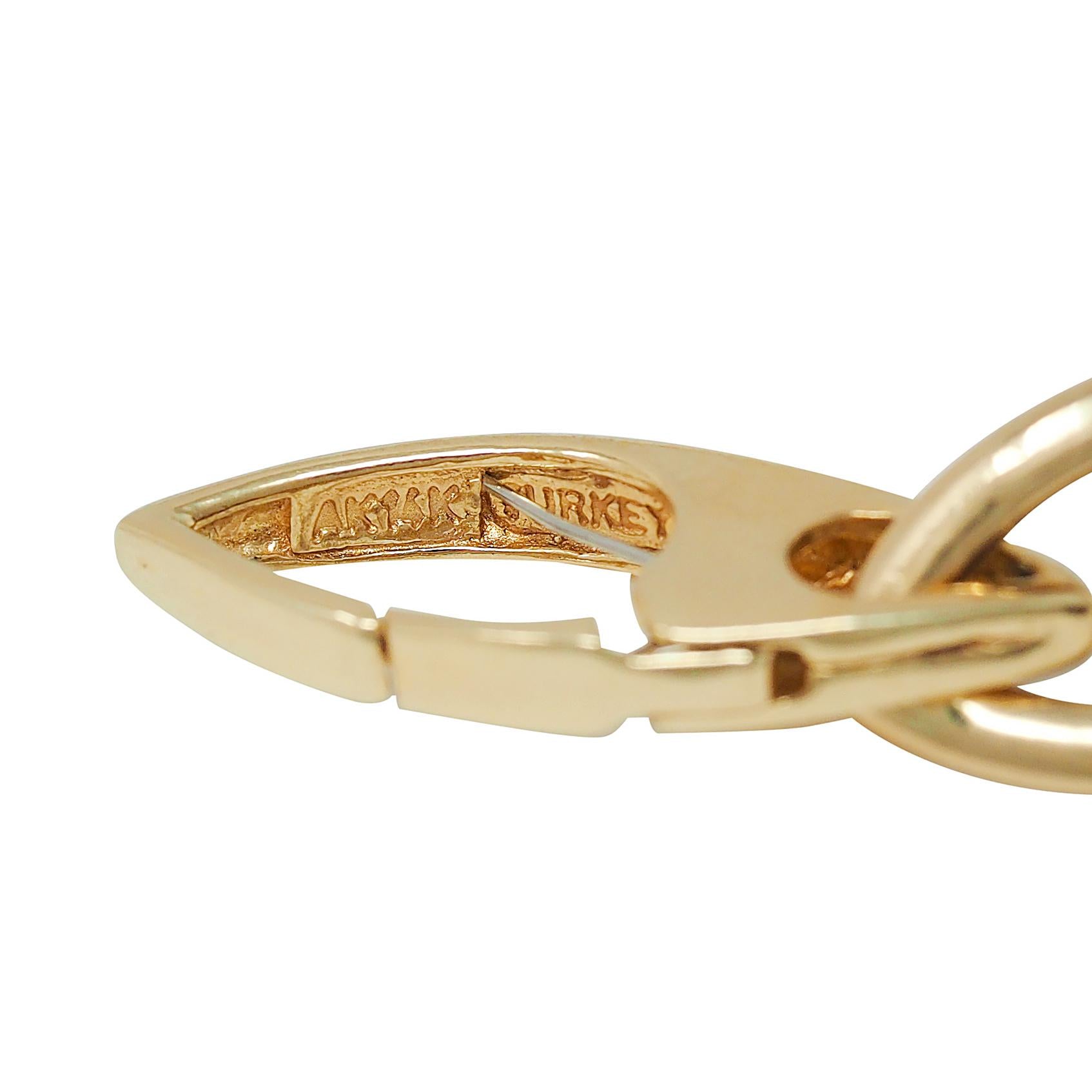 Contemporary 14 Karat Yellow Gold Fancy Navette Link Chain Necklace